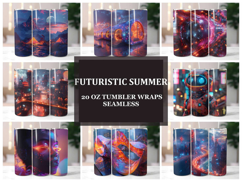 Futuristic Summer 4 Tumbler Wrap - CraftNest - Digital Crafting and Art