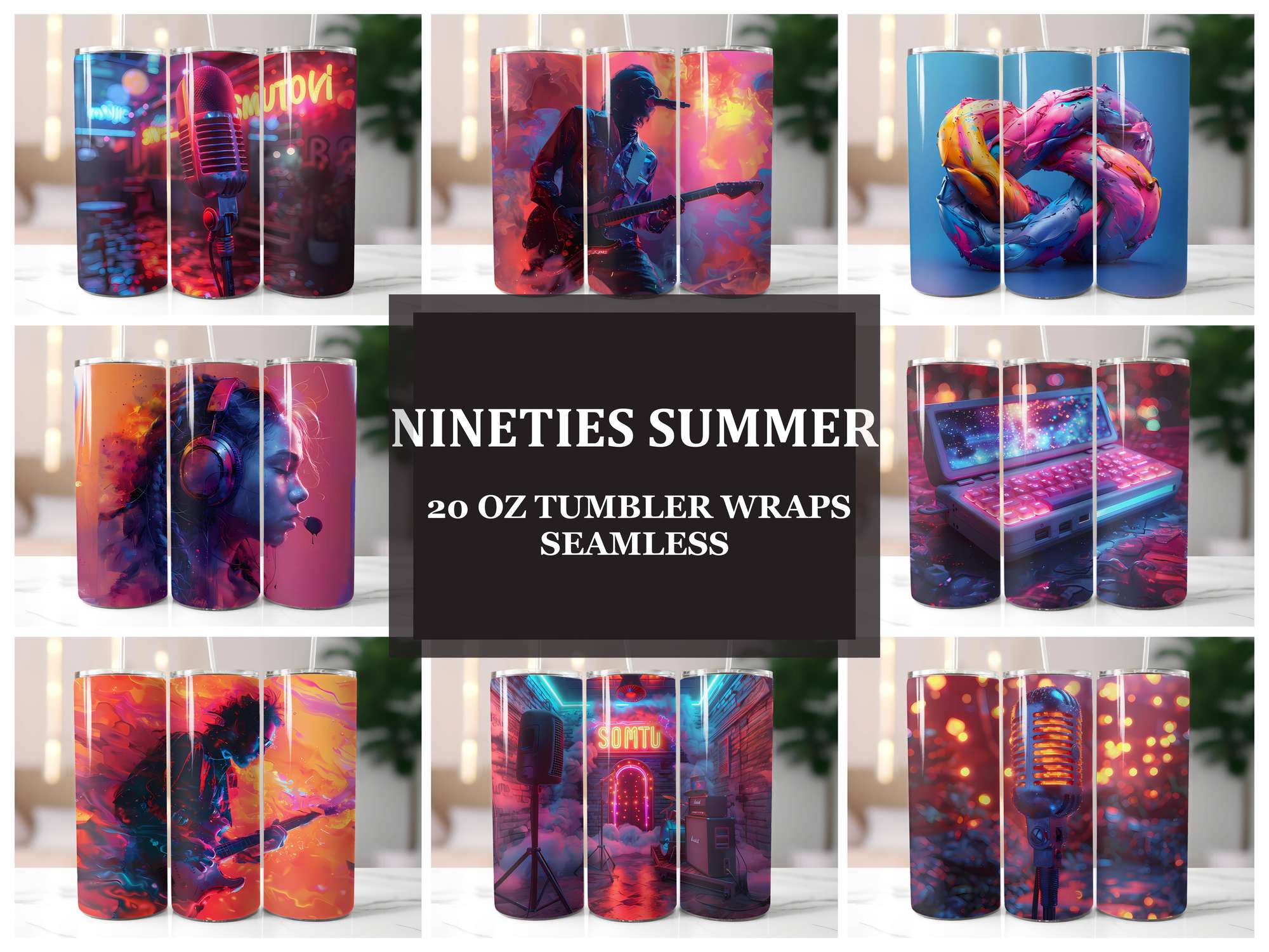 Nineties Summer 3 Tumbler Wrap - CraftNest - Digital Crafting and Art