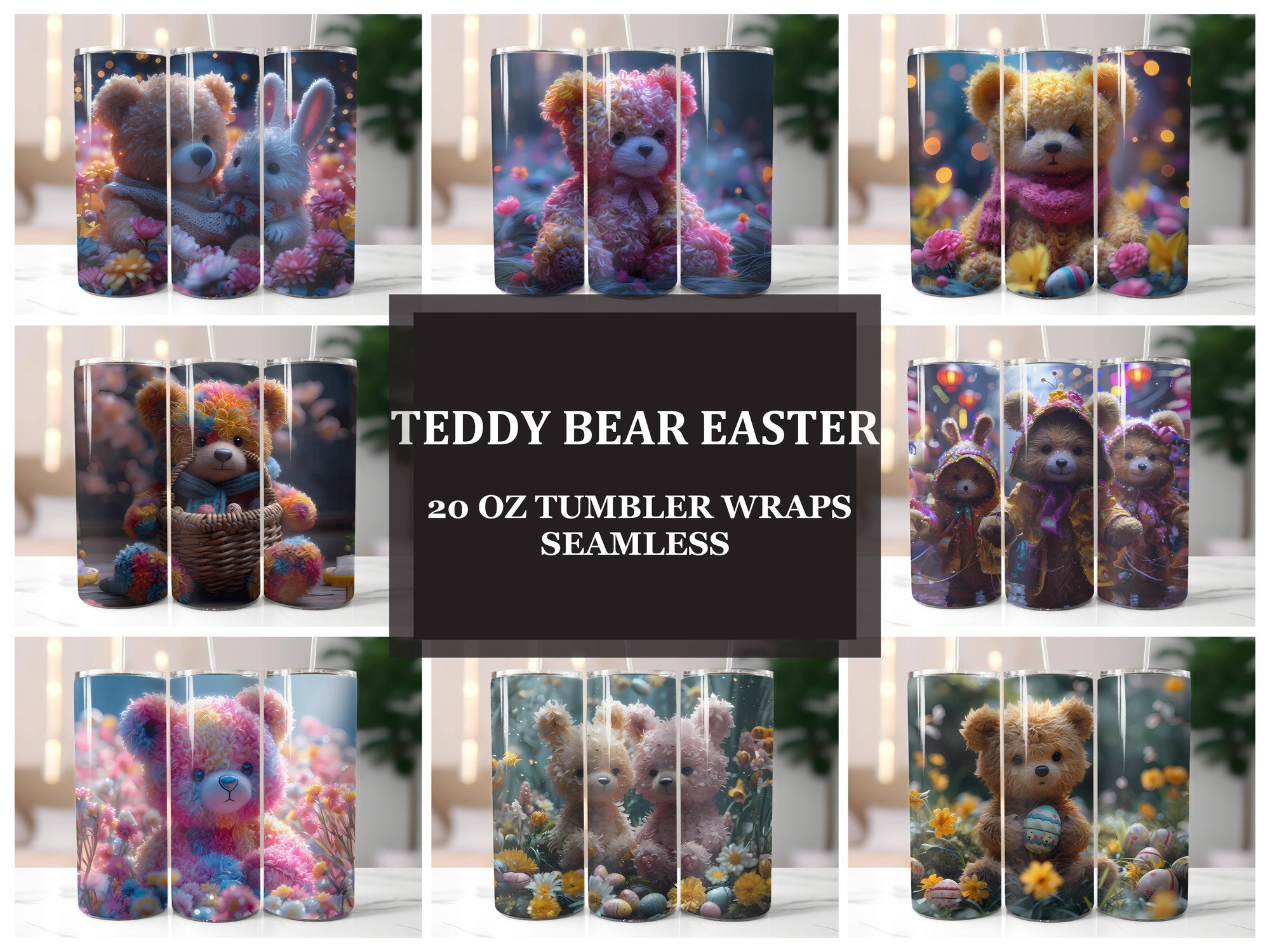 Teddy Bear Easter 3 Tumbler Wrap - CraftNest