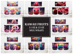 Kawaii Fruits 3 Mug Wrap - CraftNest