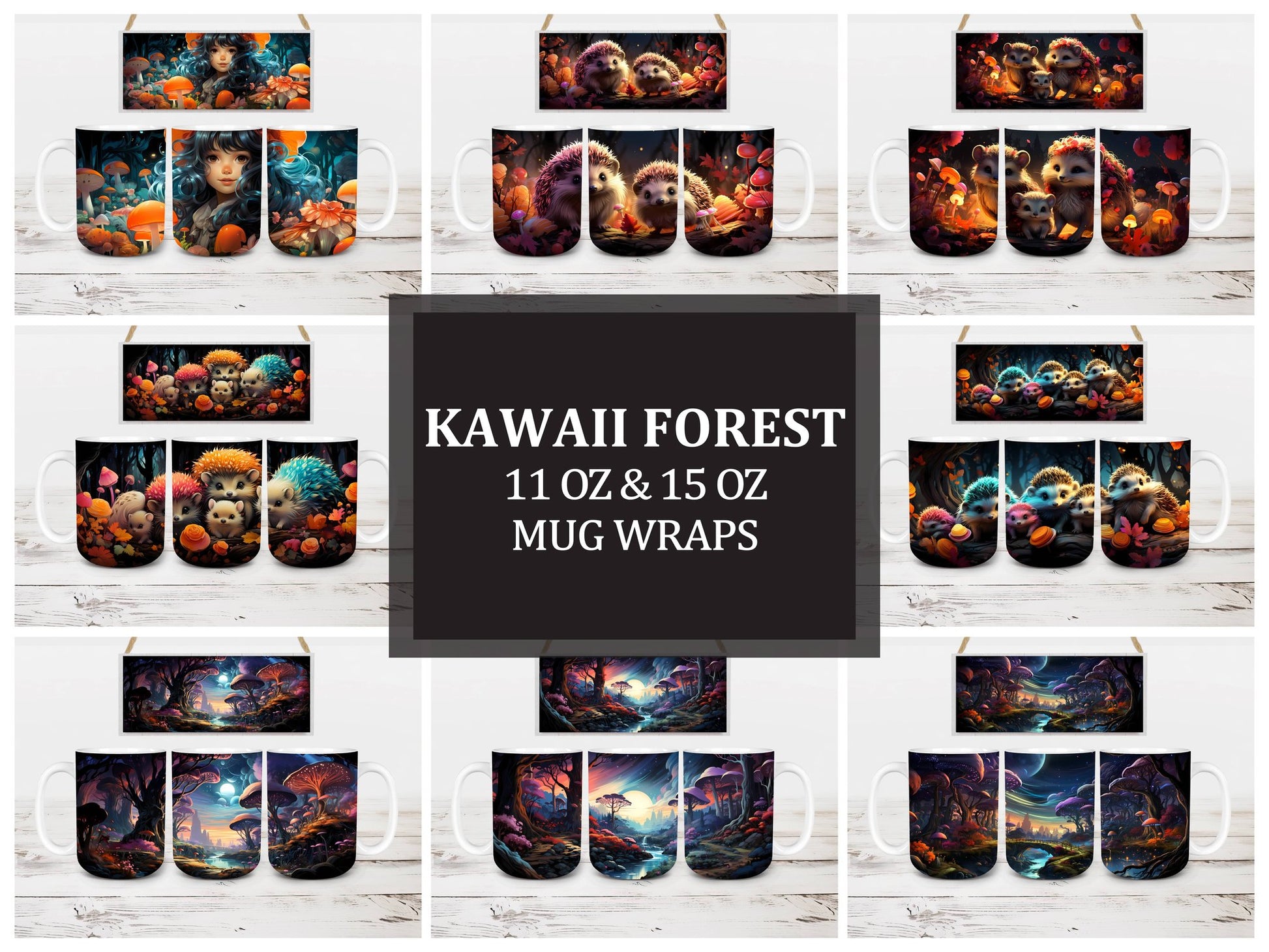 Kawaii Forest 7 Mug Wrap - CraftNest