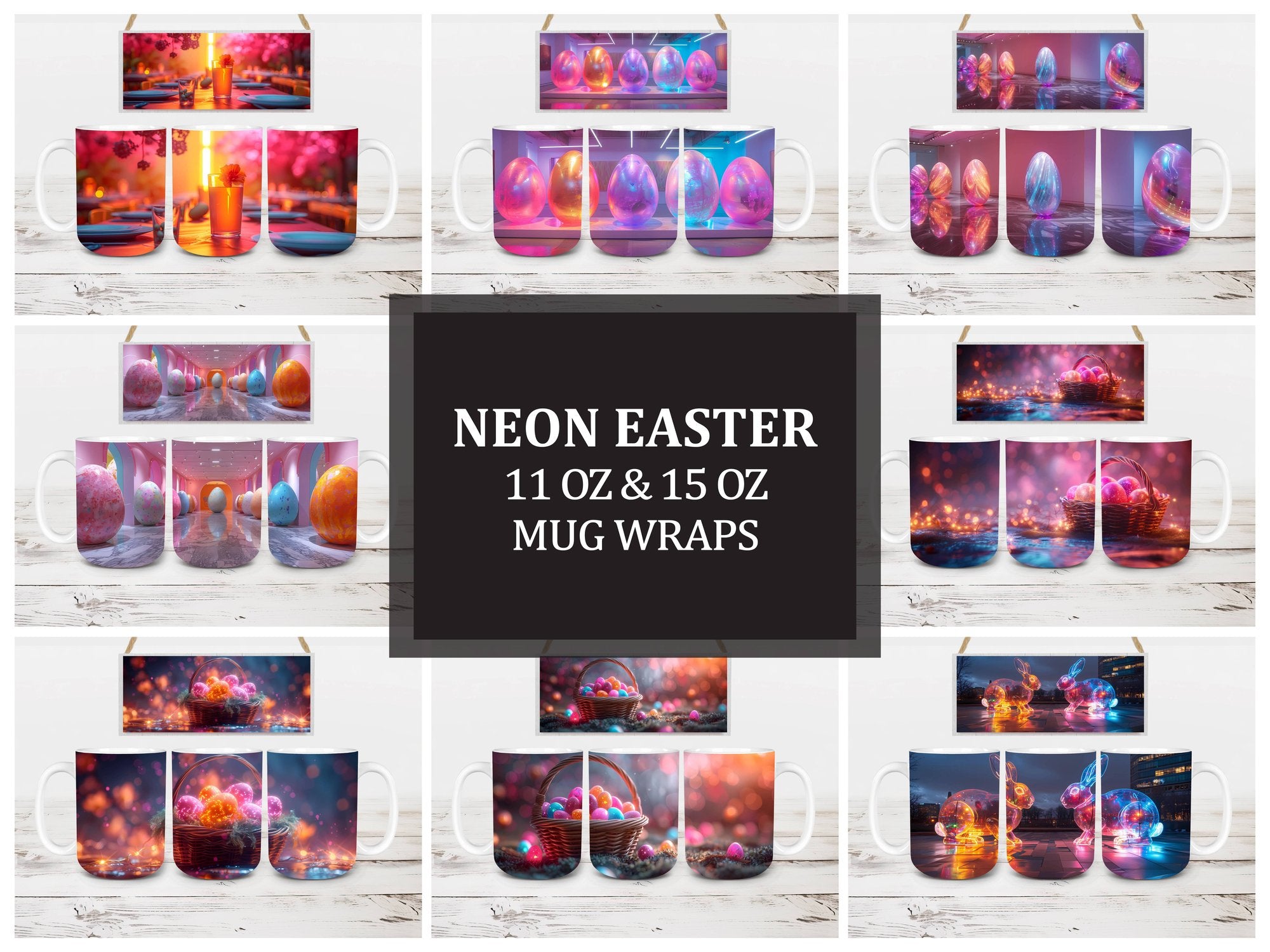 Neon Easter 5 Mug Wrap - CraftNest