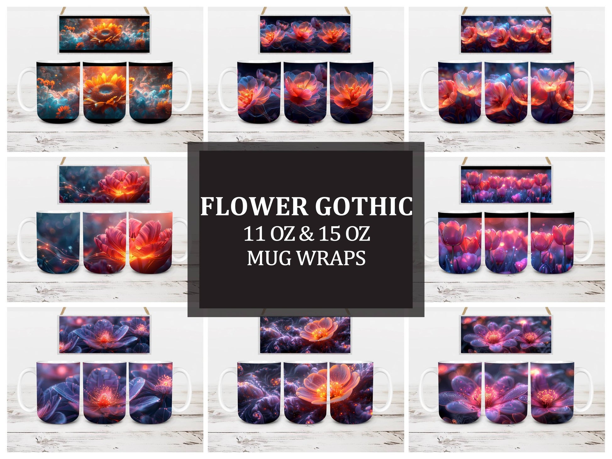 Flower Gothic 8 Mug Wrap - CraftNest