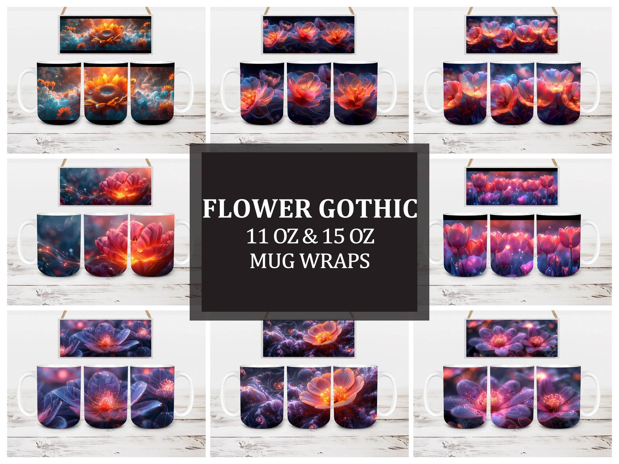 Flower Gothic 8 Mug Wrap - CraftNest