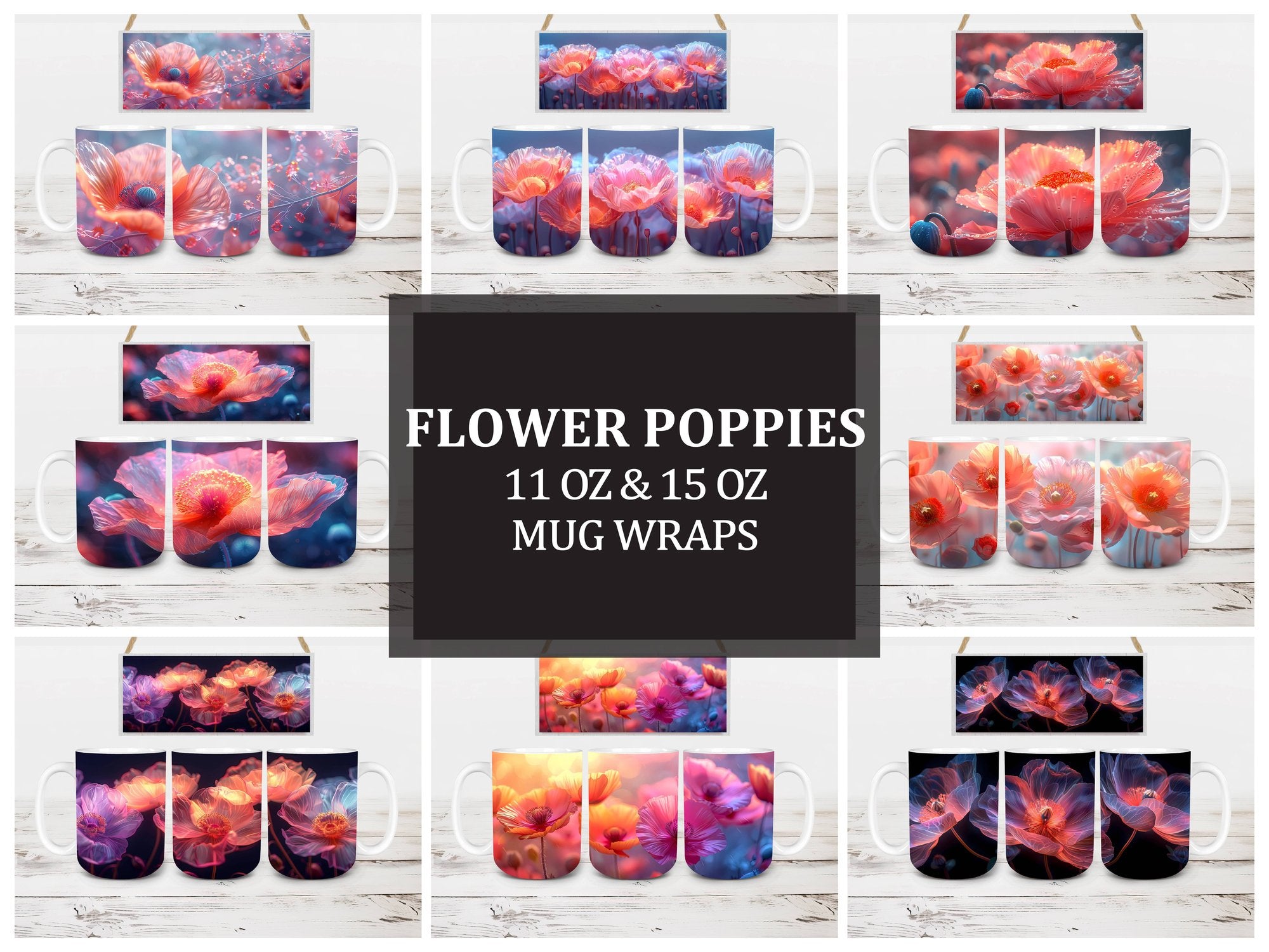 Flower Poppies 6 Mug Wrap - CraftNest