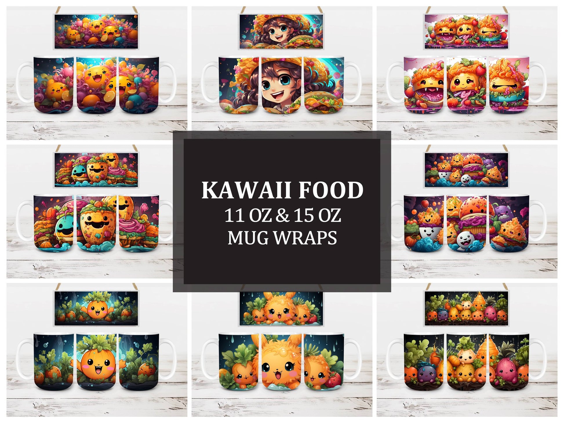 Kawaii Food 6 Mug Wrap - CraftNest