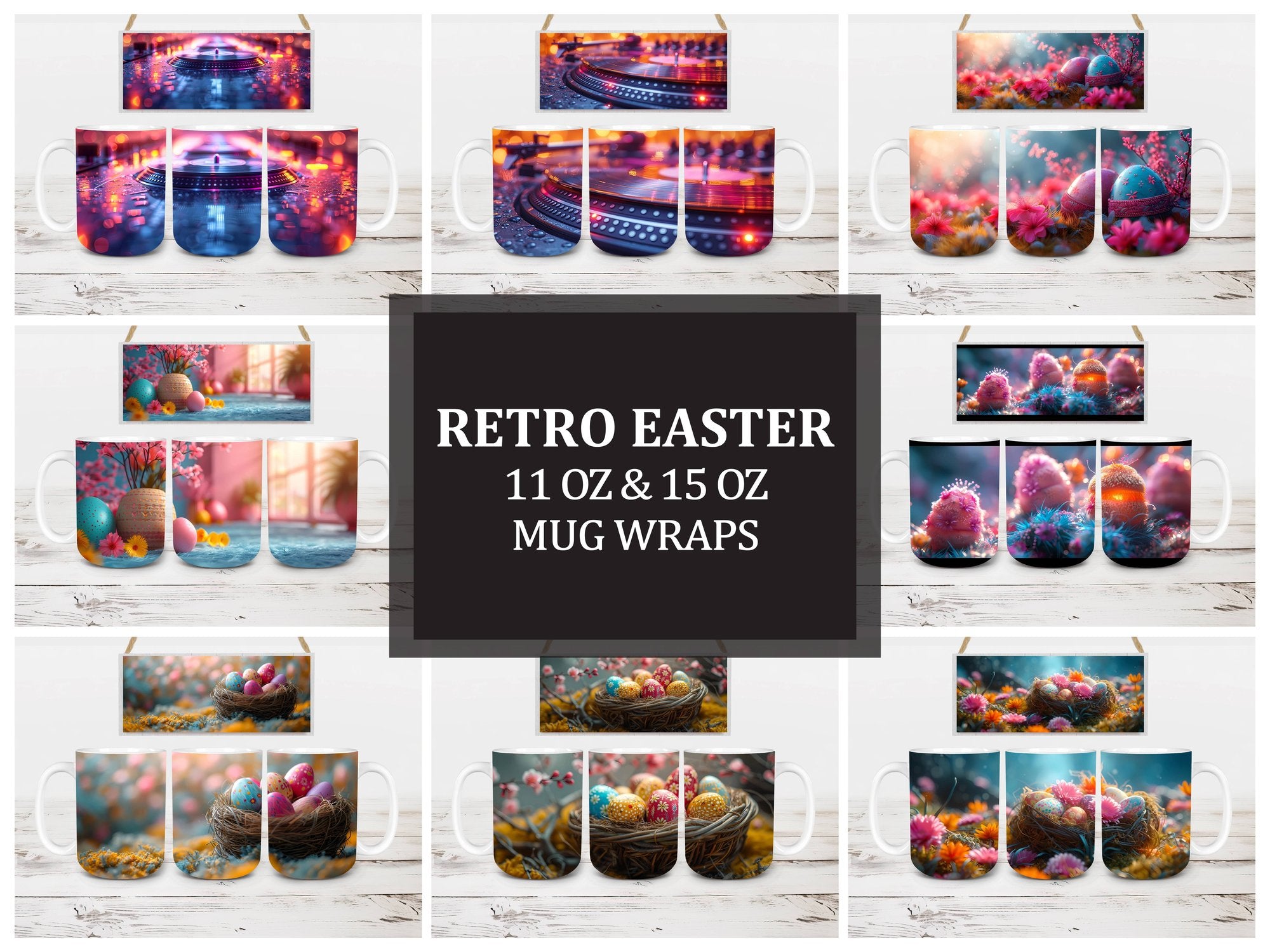 Retro Easter 1 Mug Wrap - CraftNest