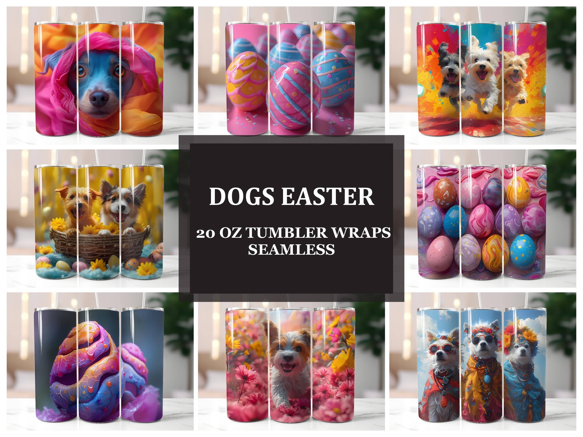 Dogs Easter 3 Tumbler Wrap - CraftNest