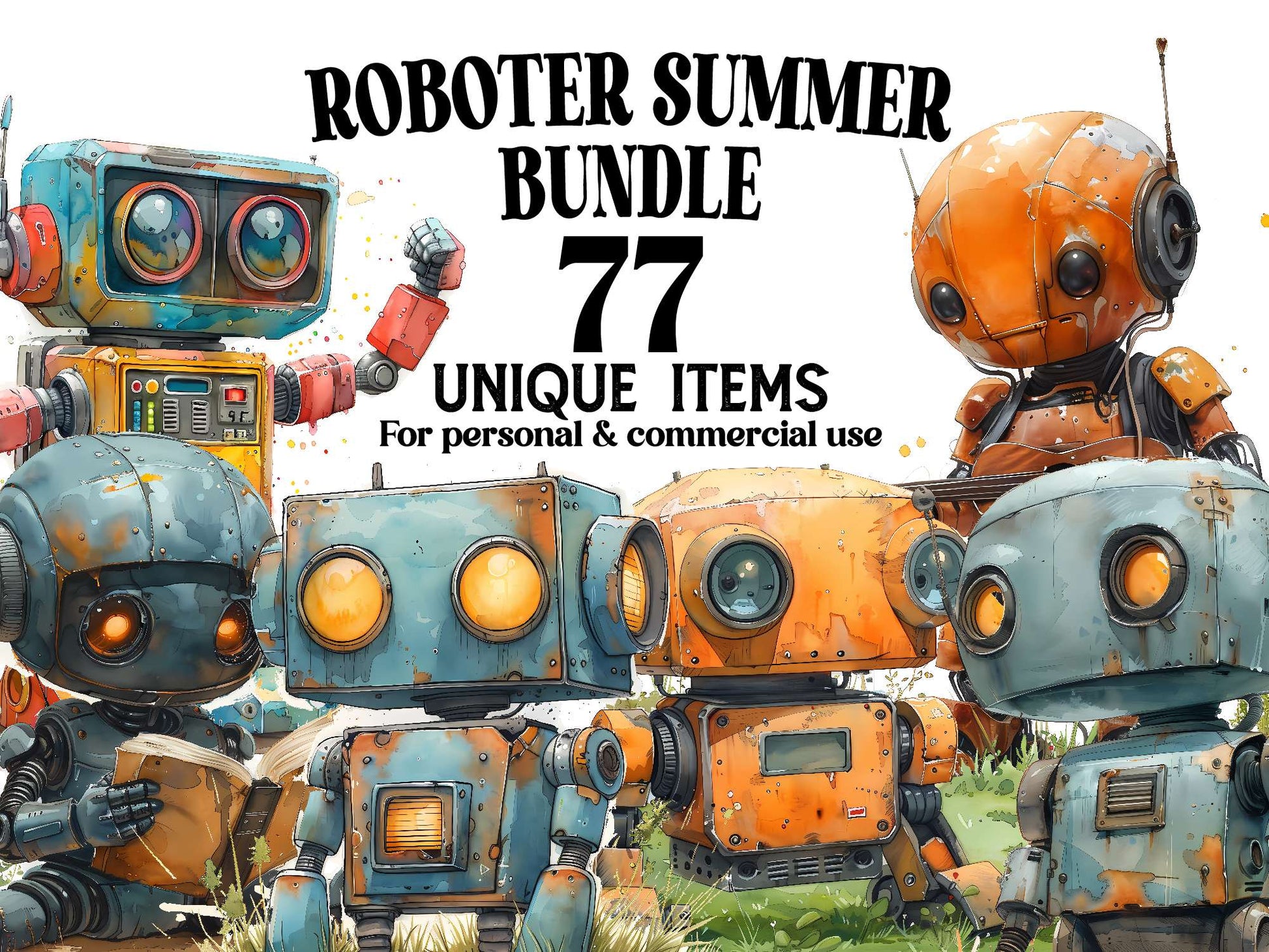 Roboter Summer Clipart - CraftNest - Digital Crafting and Art