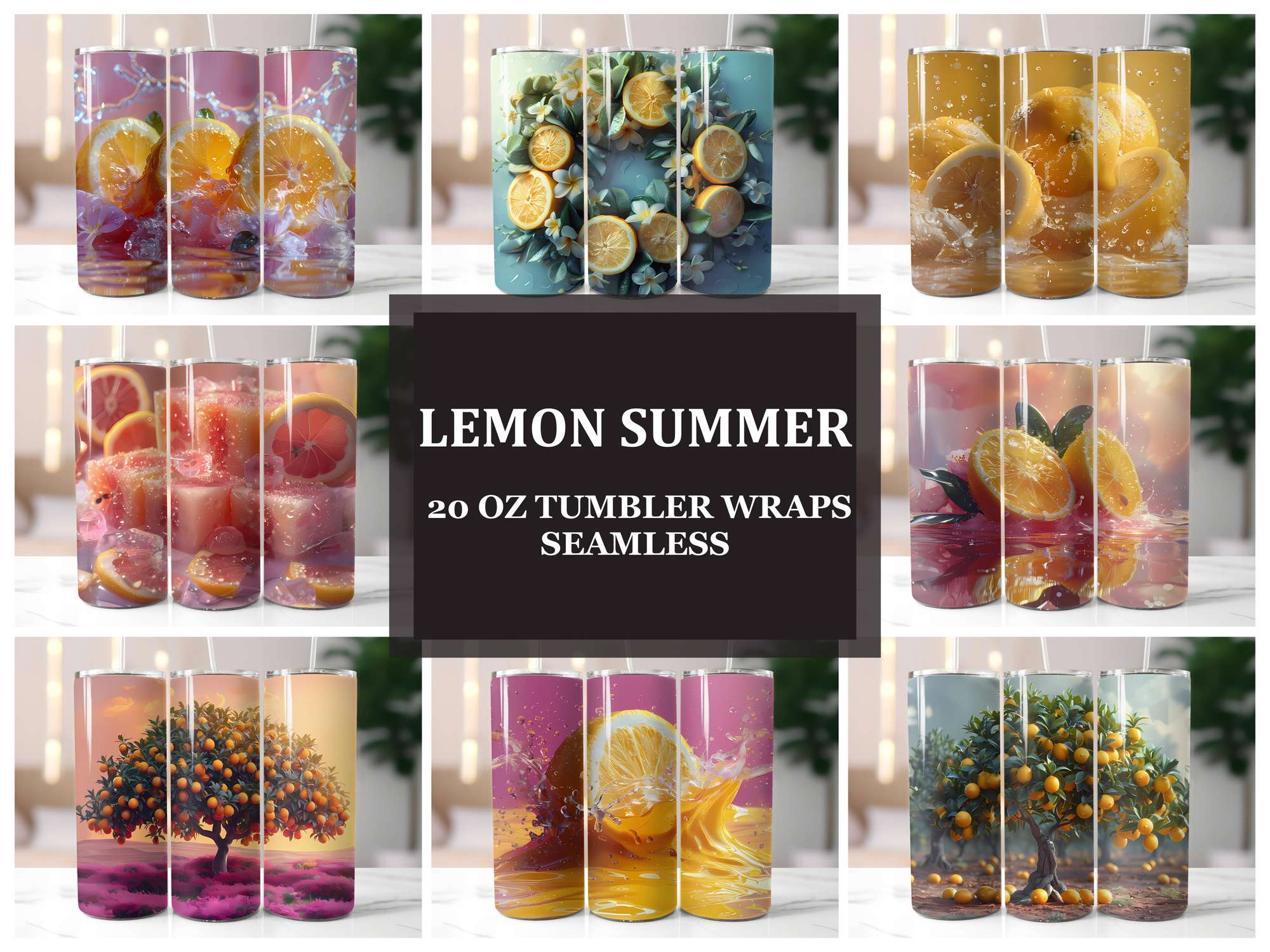 Lemon Summer 3 Tumbler Wrap - CraftNest - Digital Crafting and Art