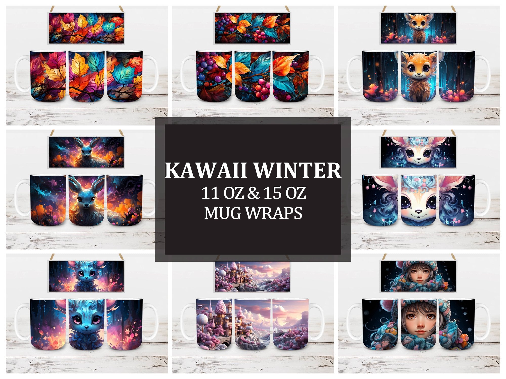 Kawaii Winter 2 Mug Wrap - CraftNest