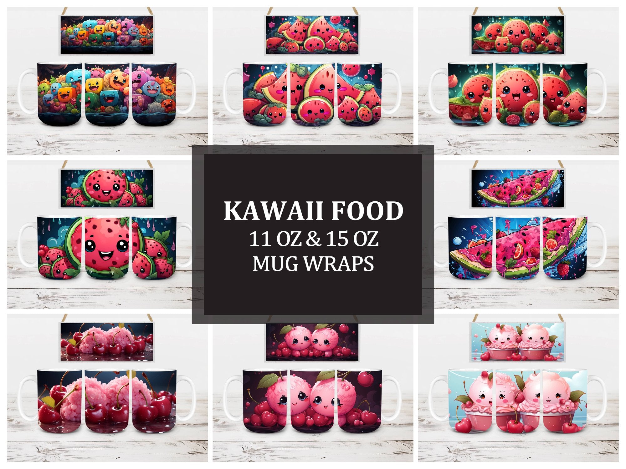 Kawaii Food 4 Mug Wrap - CraftNest