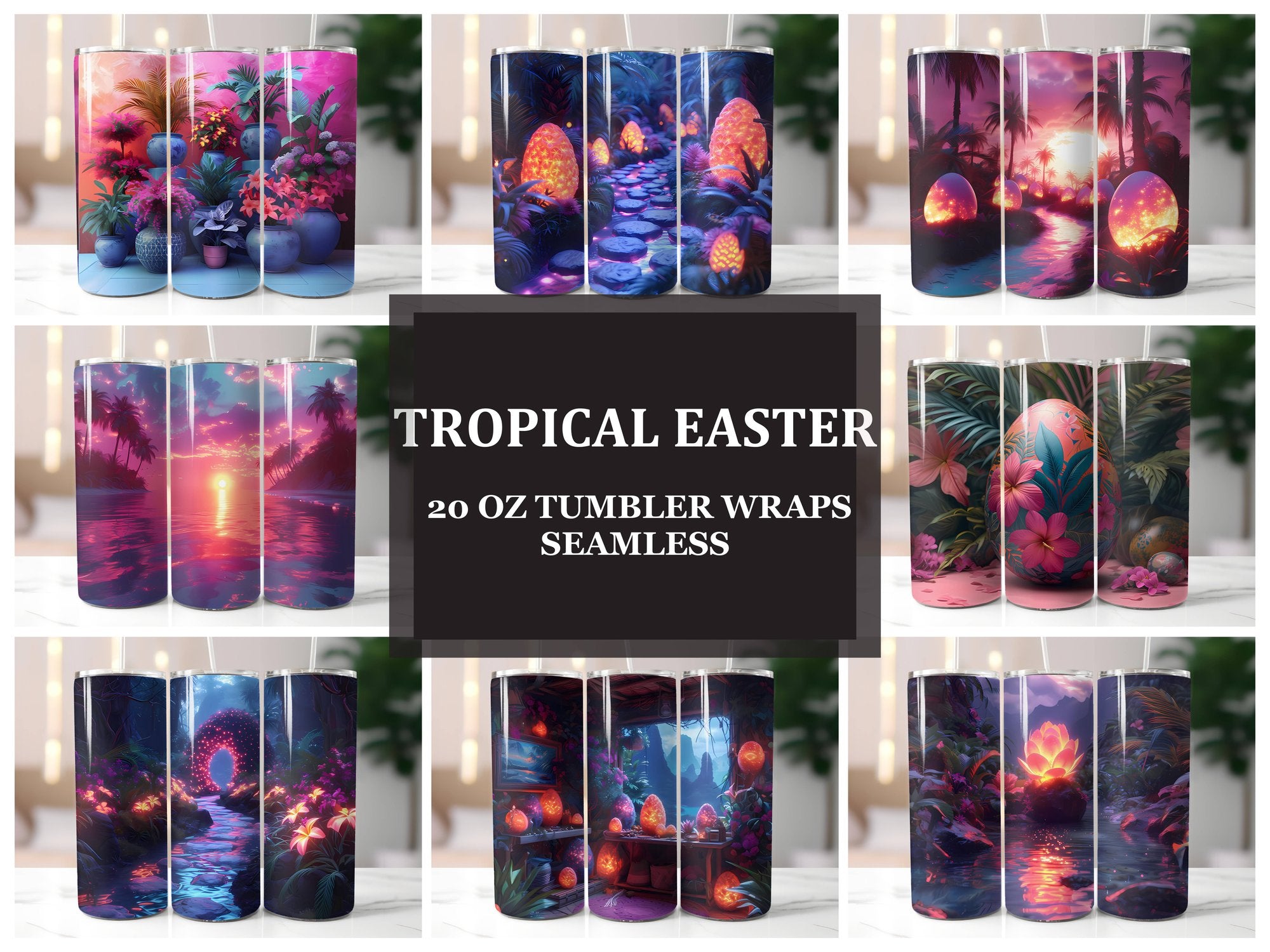 Tropical Easter 3 Tumbler Wrap - CraftNest