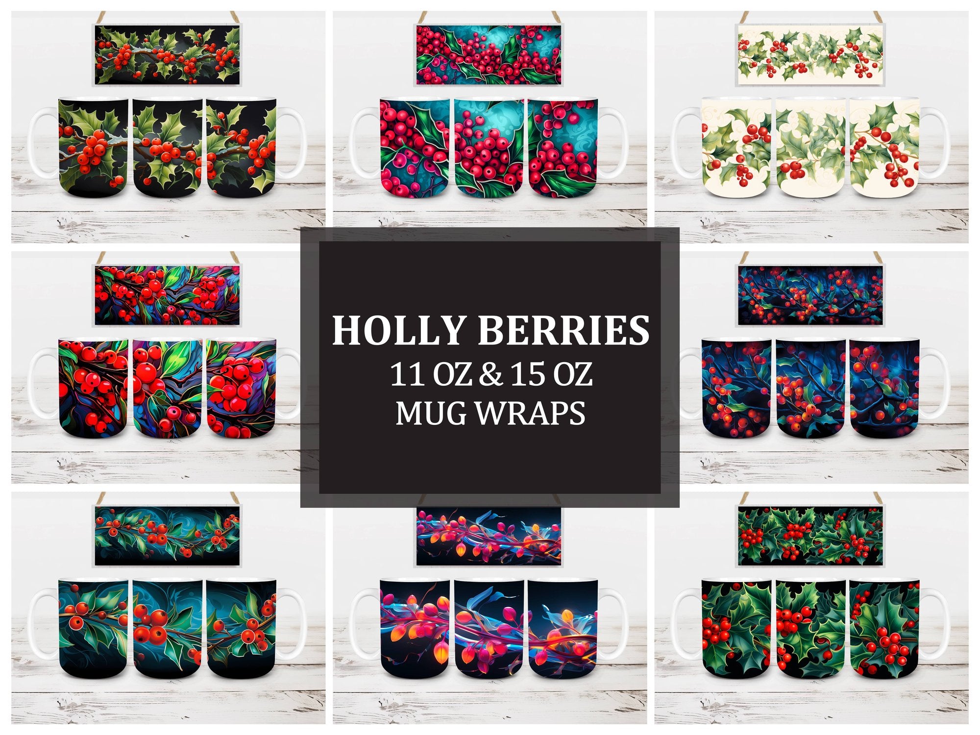 Holly Berries Mug Wrap - CraftNest