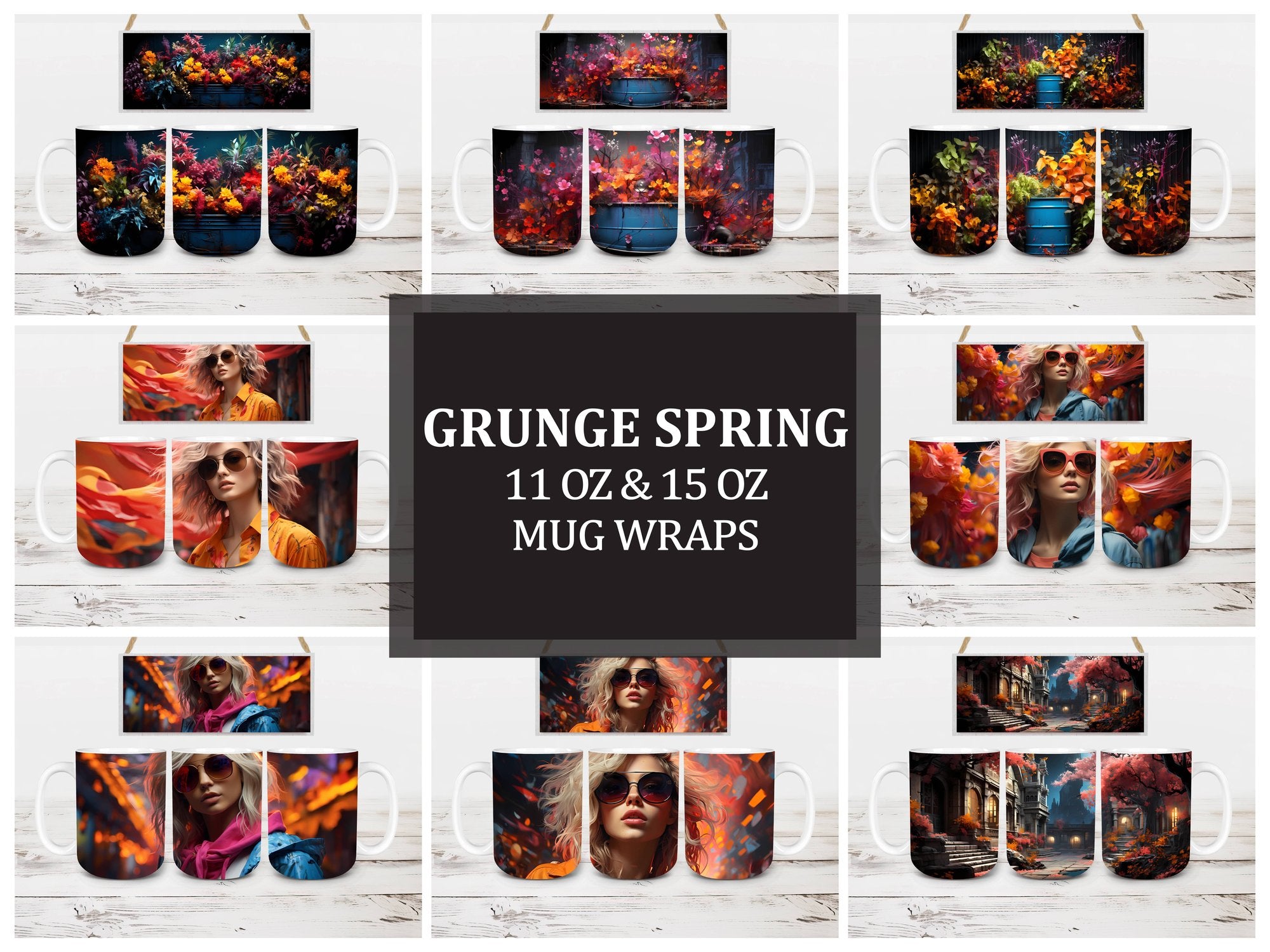 Grunge Spring 3 Mug Wrap - CraftNest