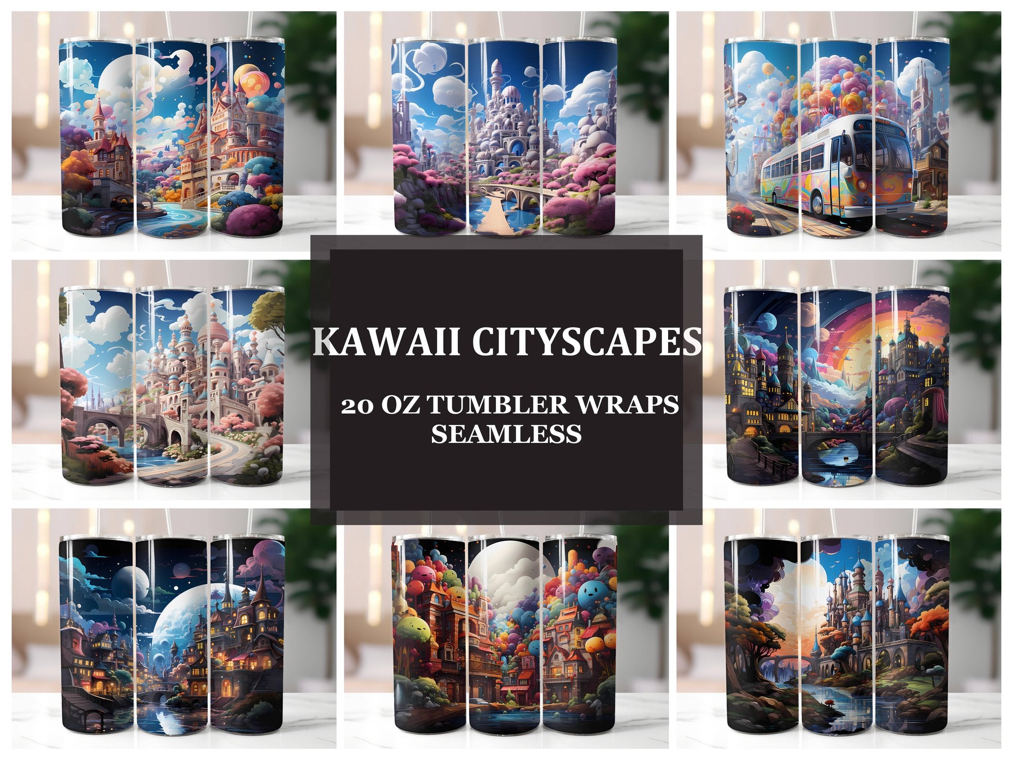 Kawaii Cityscapes 1 Tumbler Wrap - CraftNest