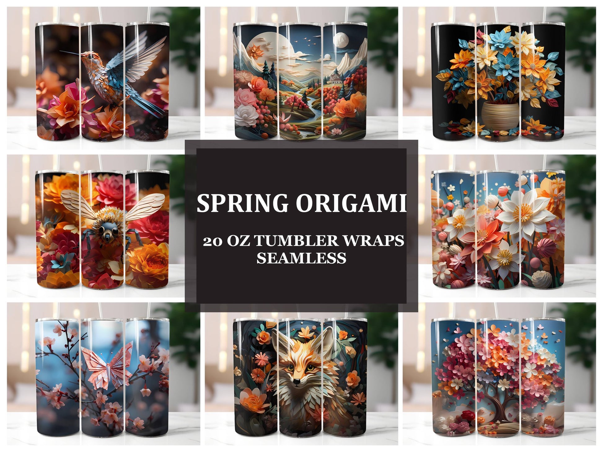 Spring Origami 3 Tumbler Wrap - CraftNest