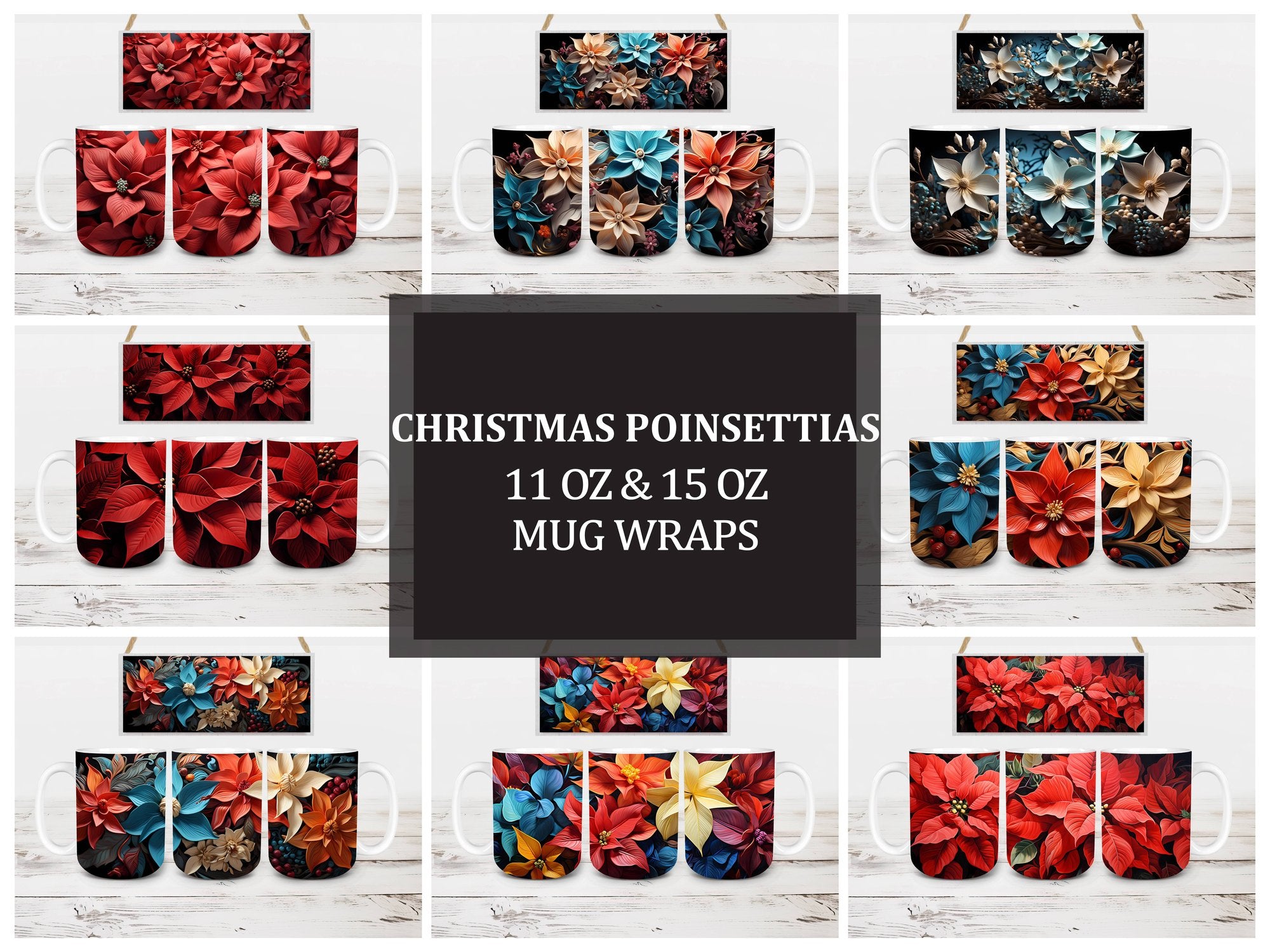 Christmas Poinsettias Mug Wrap - CraftNest