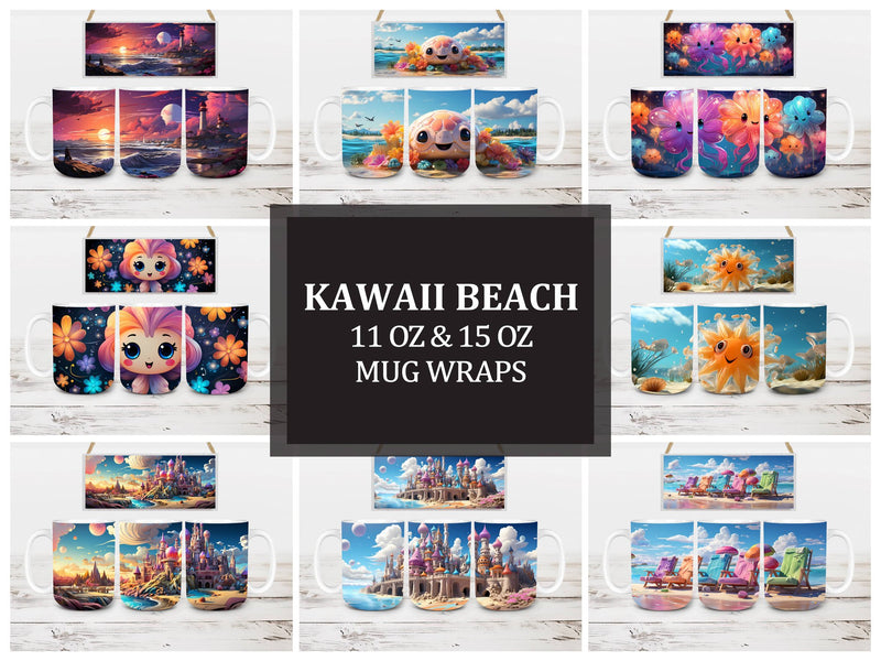 Kawaii Beach 1 Mug Wrap - CraftNest