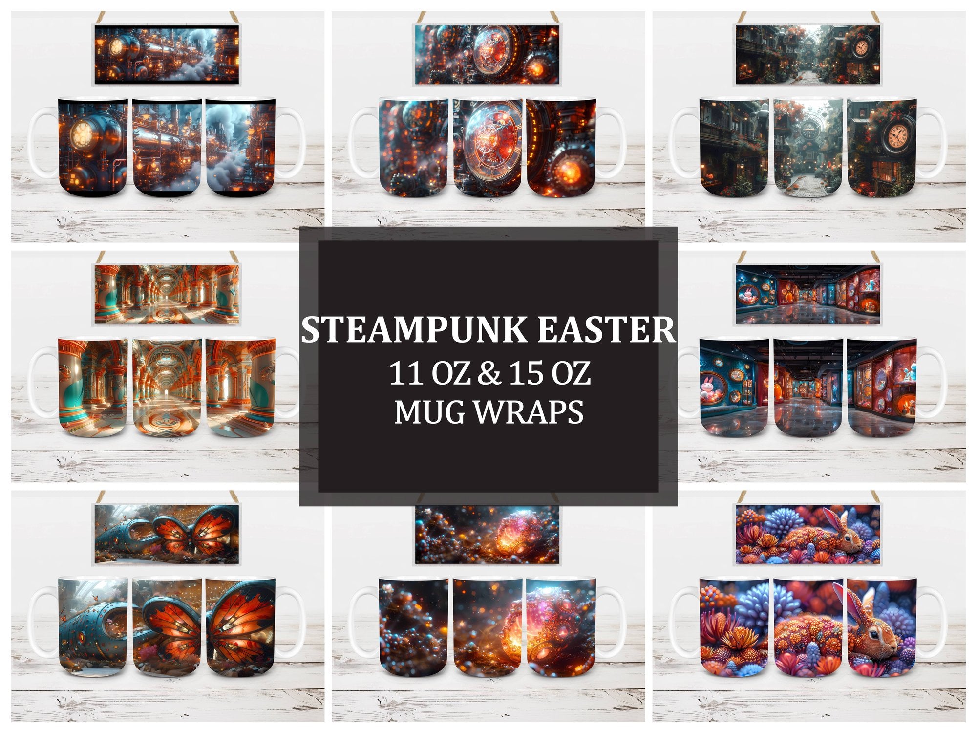Steampunk Easter 6 Mug Wrap - CraftNest