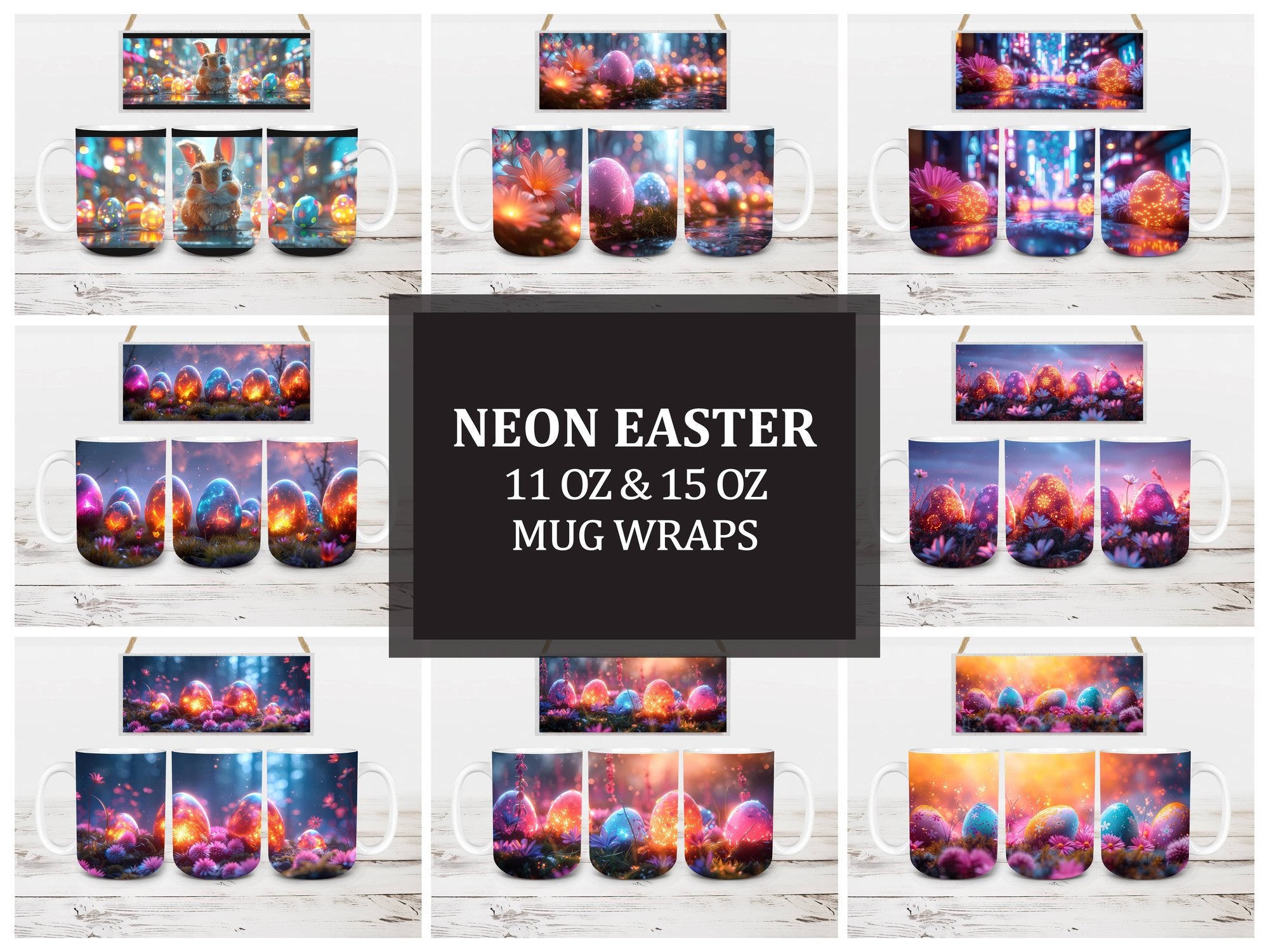 Neon Easter 3 Mug Wrap - CraftNest
