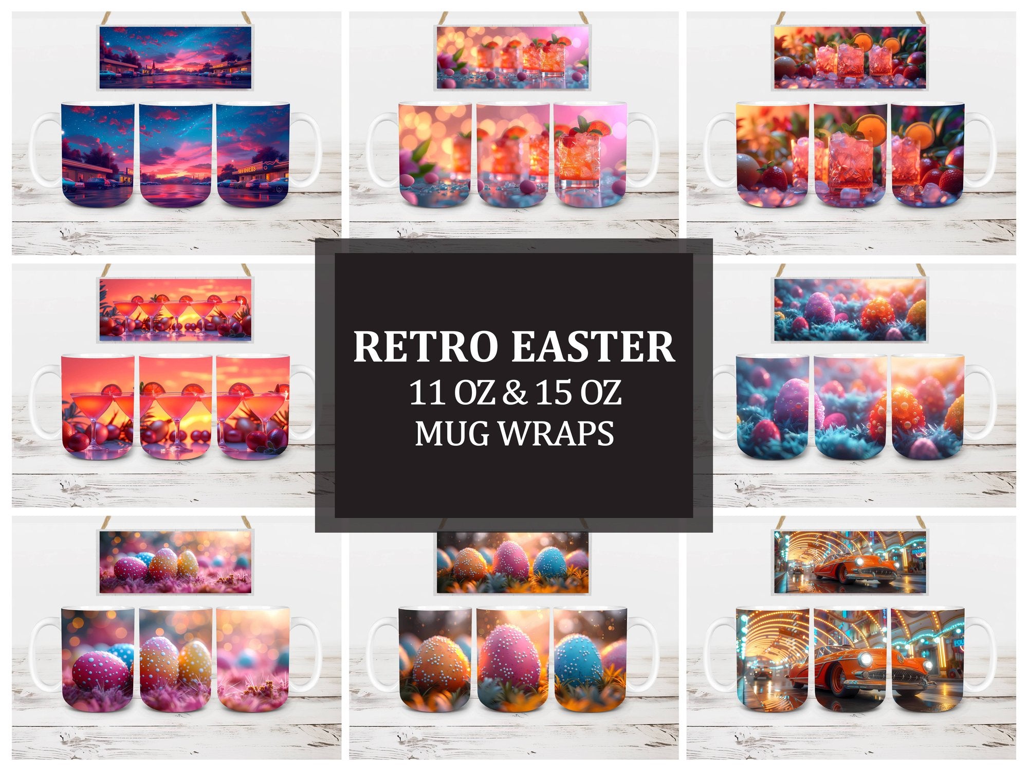 Retro Easter 2 Mug Wrap - CraftNest