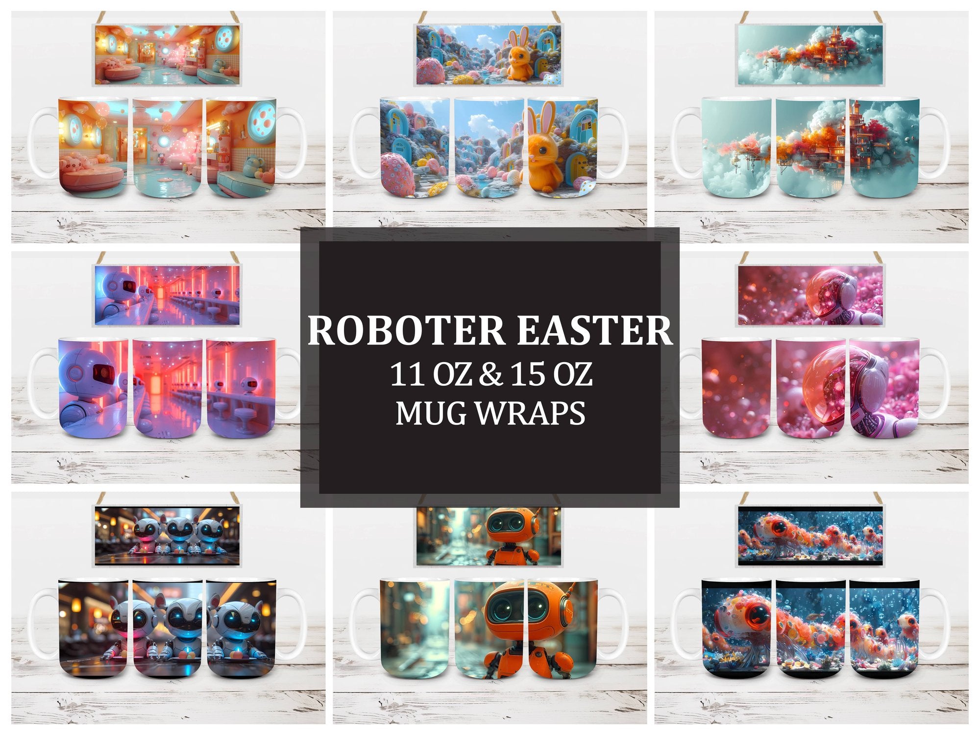 Roboter Easter 3 Mug Wrap - CraftNest