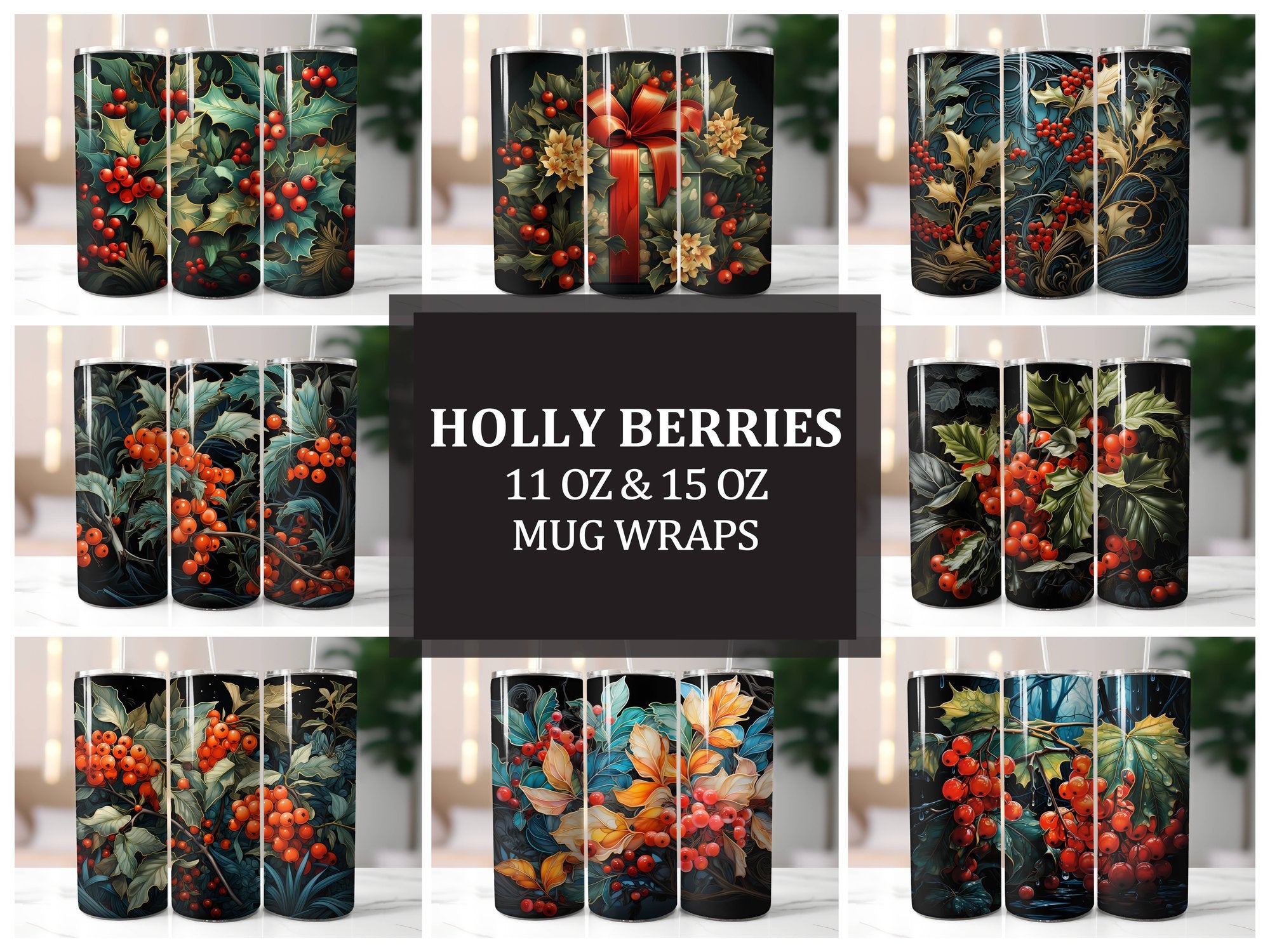 Holly Berries Tumbler Wrap - CraftNest