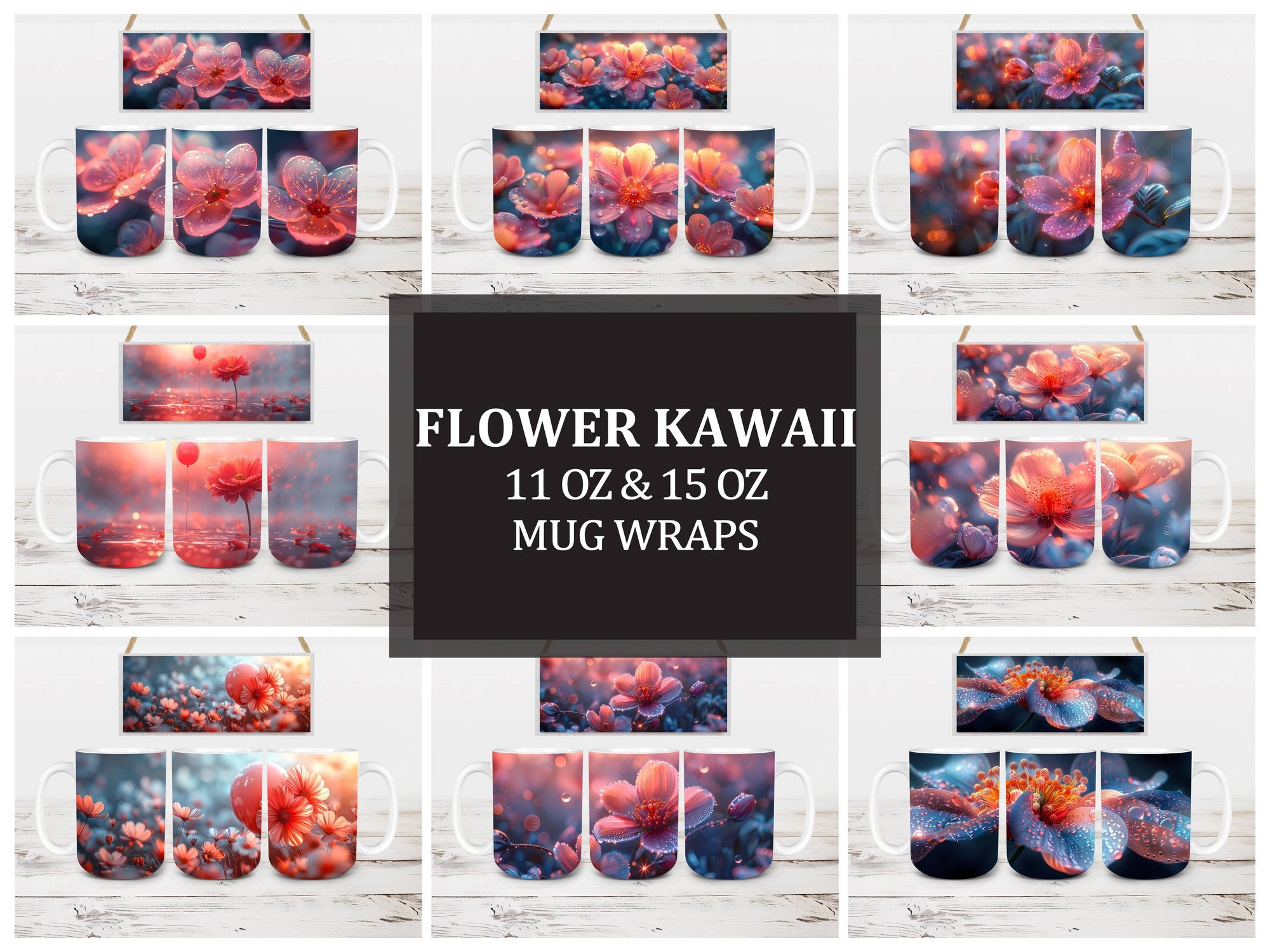 Flower Kawaii 5 Mug Wrap - CraftNest