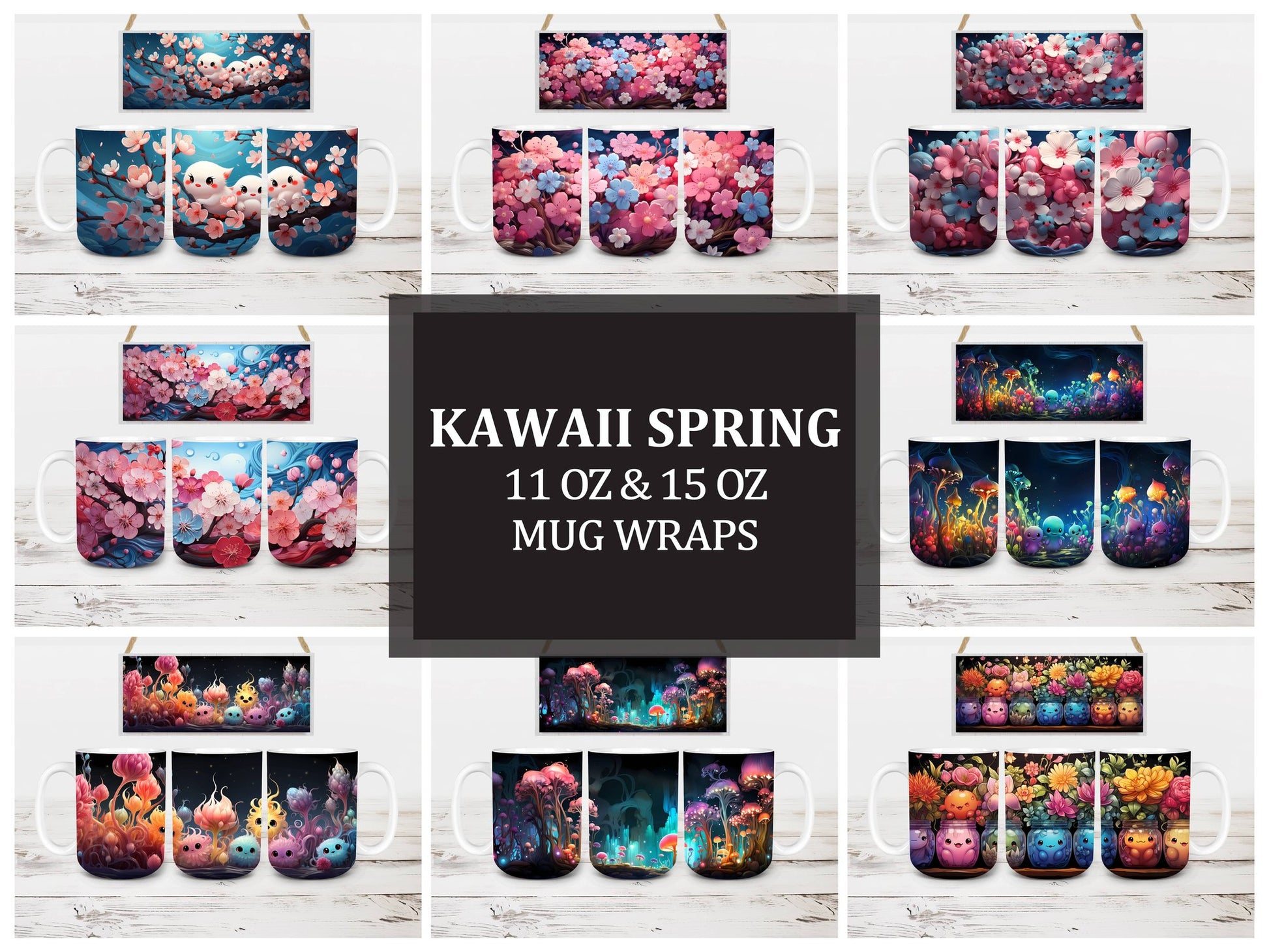 Kawaii Spring 4 Mug Wrap - CraftNest