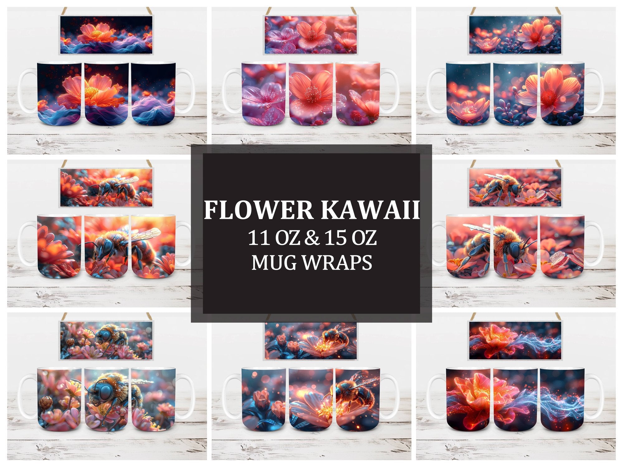 Flower Kawaii 1 Mug Wrap - CraftNest