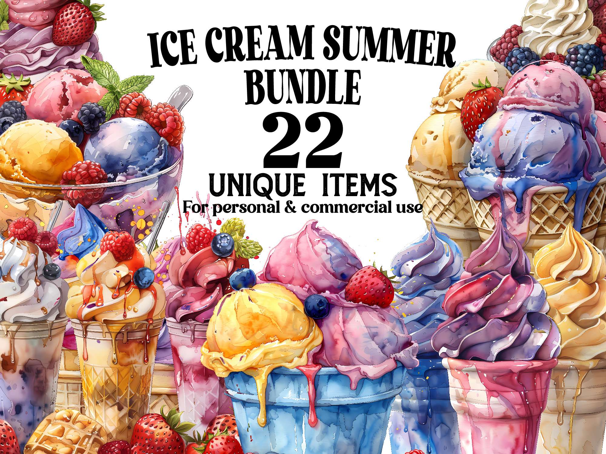 Ice Cream Summer Clipart - CraftNest - Digital Crafting and Art