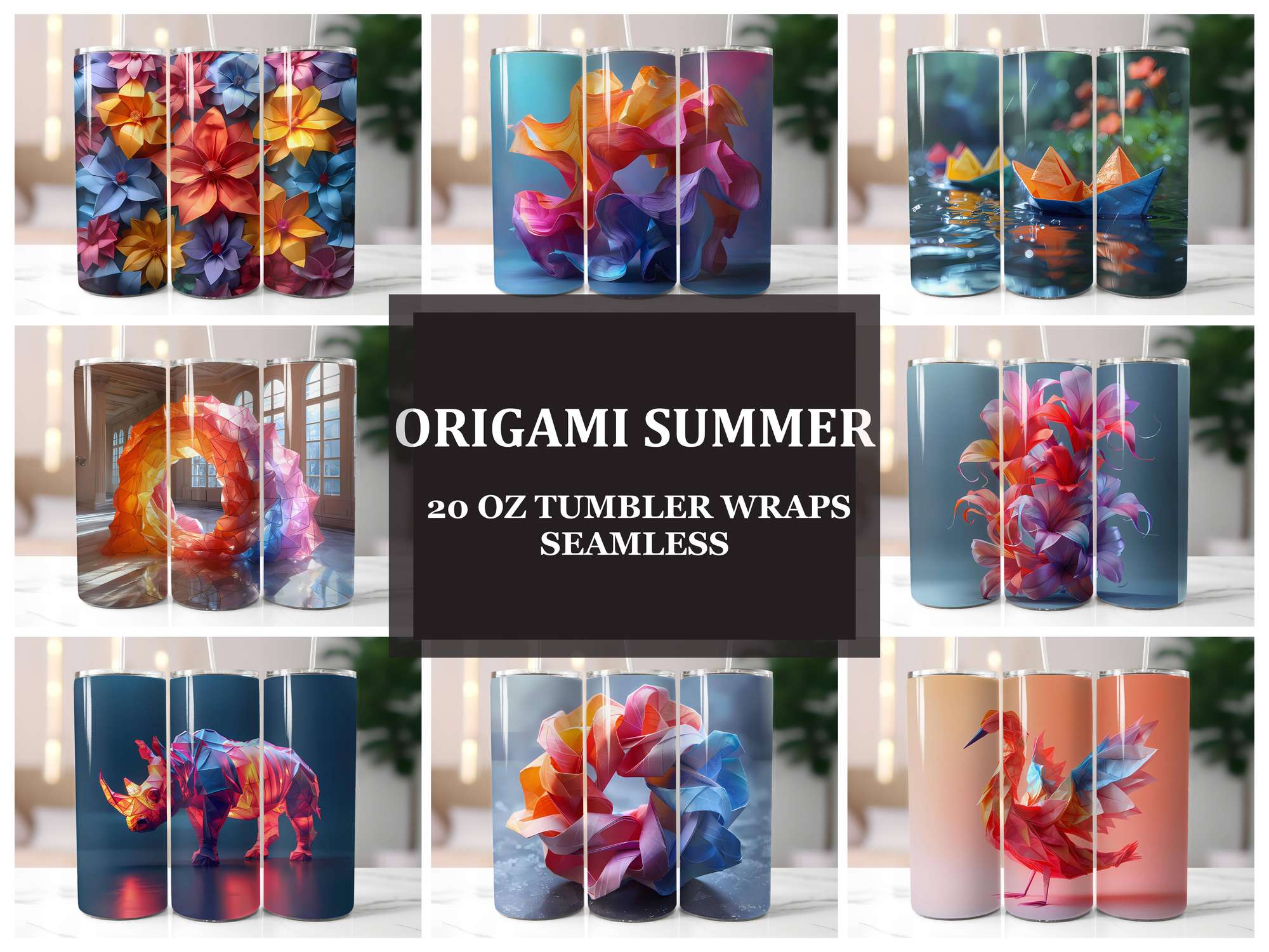 Origami Summer 2 Tumbler Wrap - CraftNest - Digital Crafting and Art