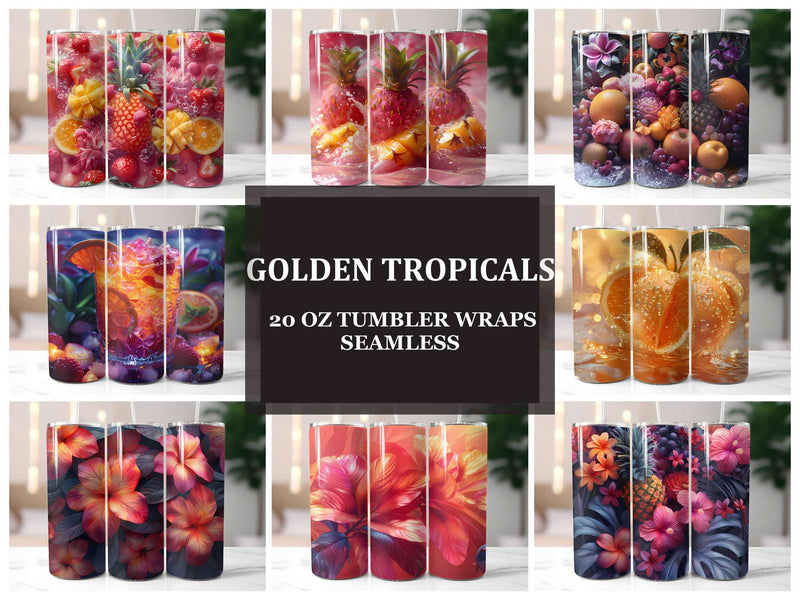 Golden Tropicals 2 Tumbler Wrap - CraftNest - Digital Crafting and Art