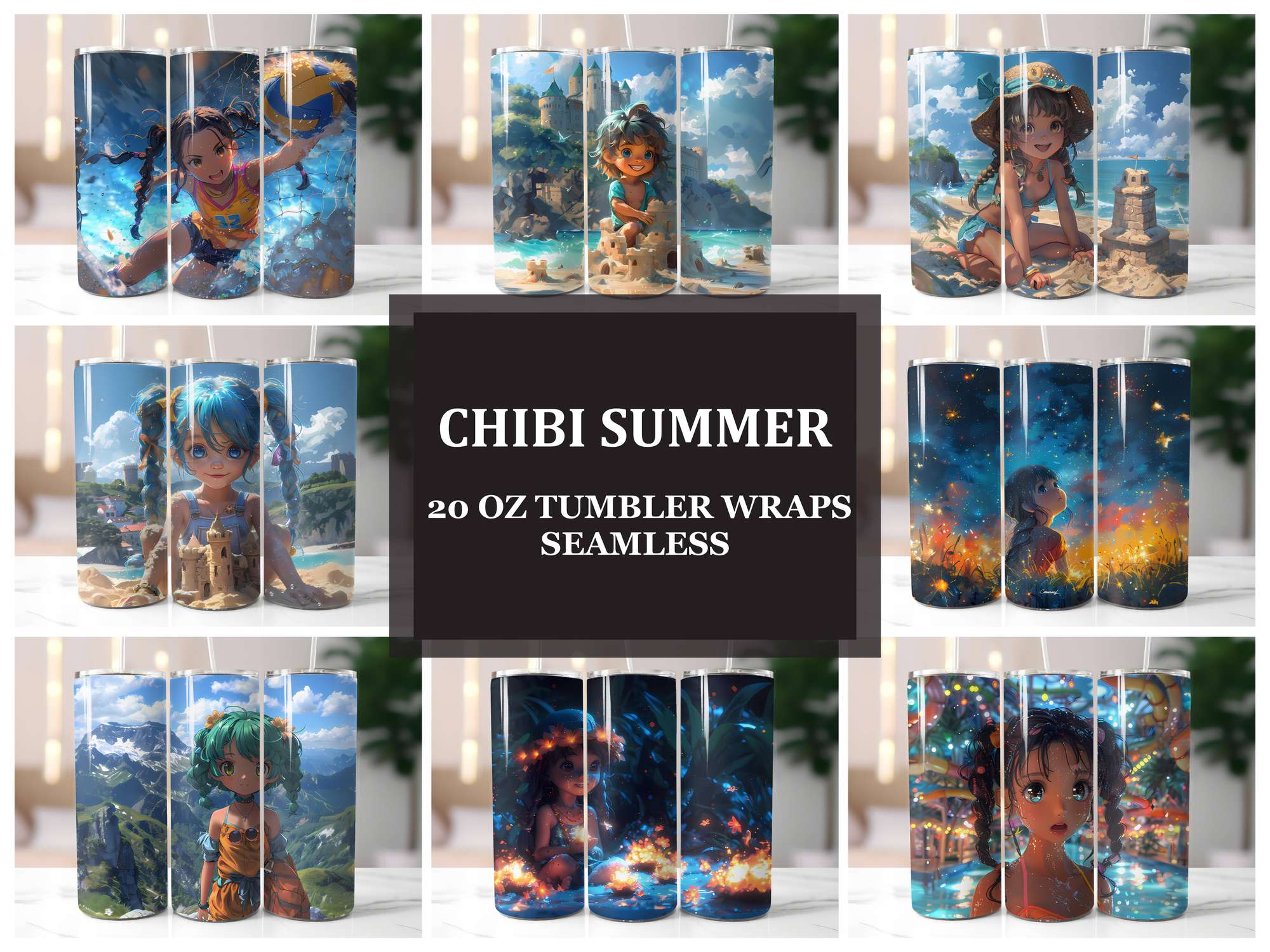 Chibi Summer 4 Tumbler Wrap - CraftNest - Digital Crafting and Art