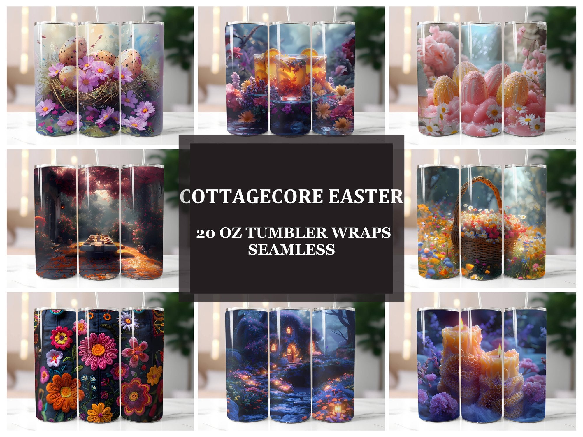 Cottagecore Easter 3 Tumbler Wrap - CraftNest