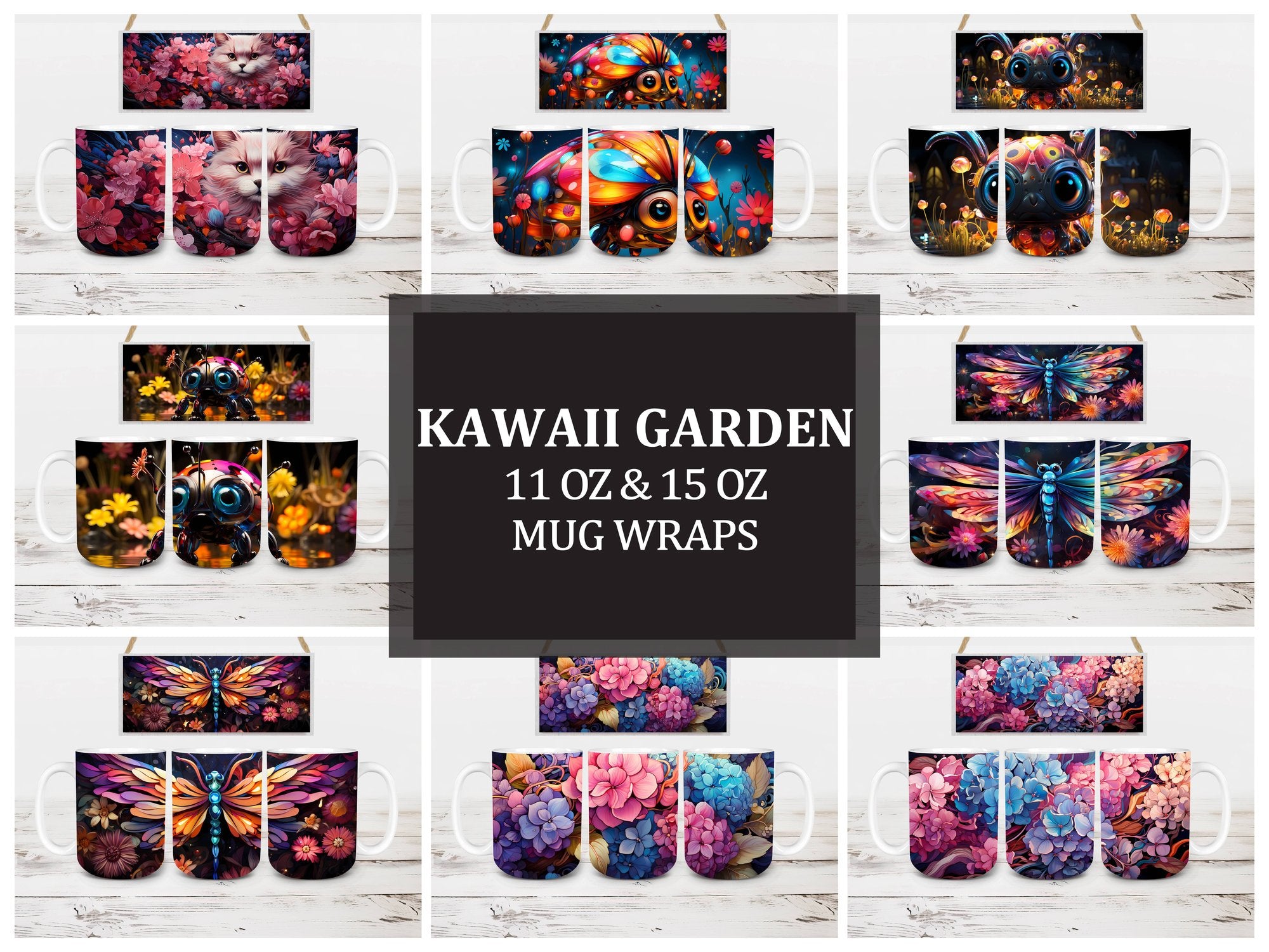 Kawaii Garden 4 Mug Wrap - CraftNest