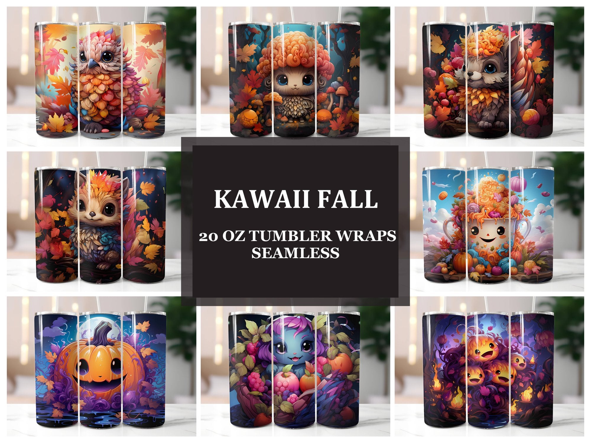 Kawaii Fall 3 Tumbler Wrap - CraftNest