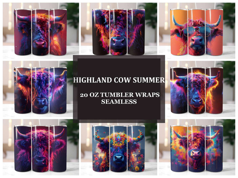 Highland Cow Summer 4 Tumbler Wrap - CraftNest - Digital Crafting and Art