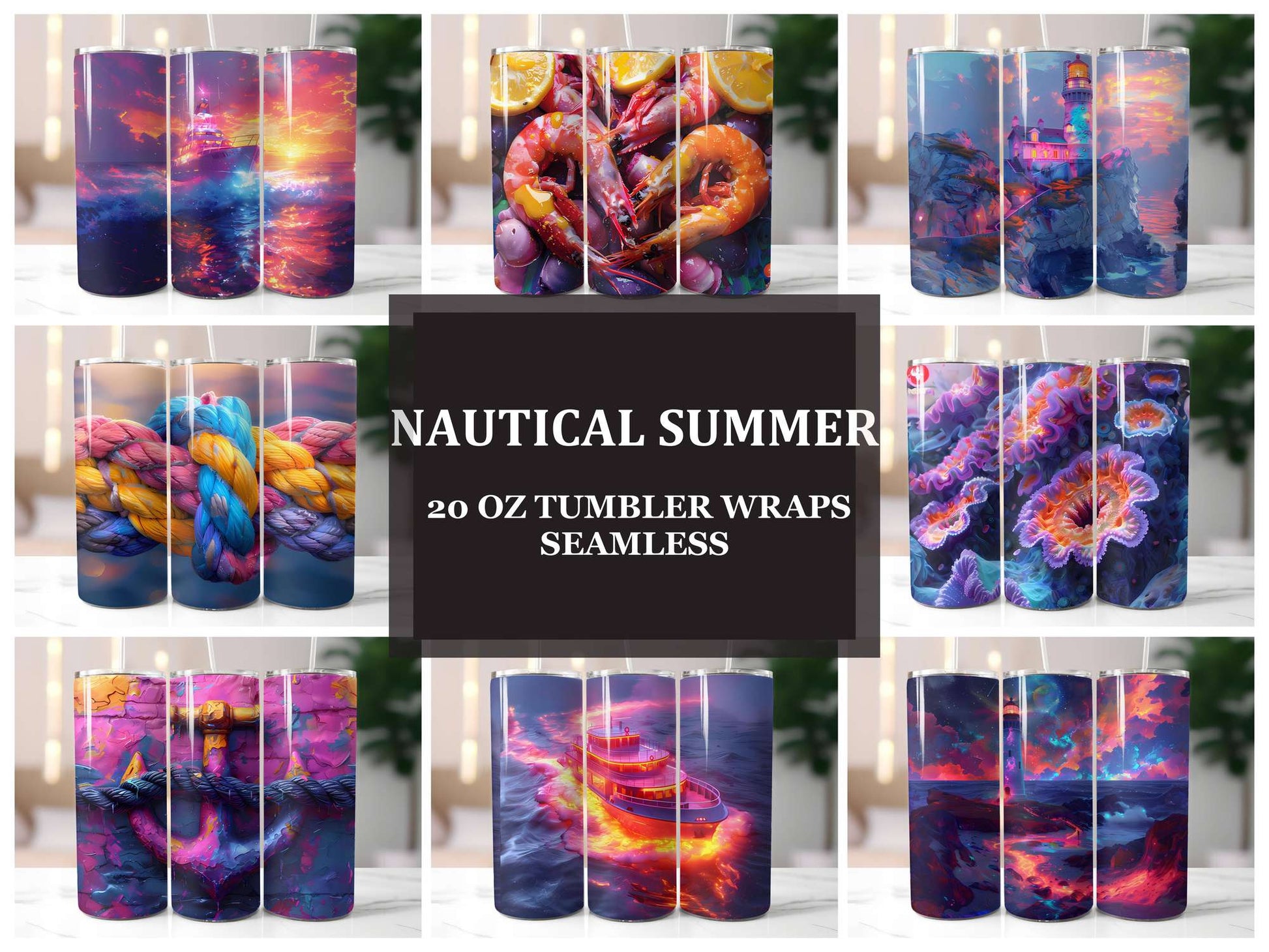 Nautical Summer 5 Tumbler Wrap - CraftNest - Digital Crafting and Art