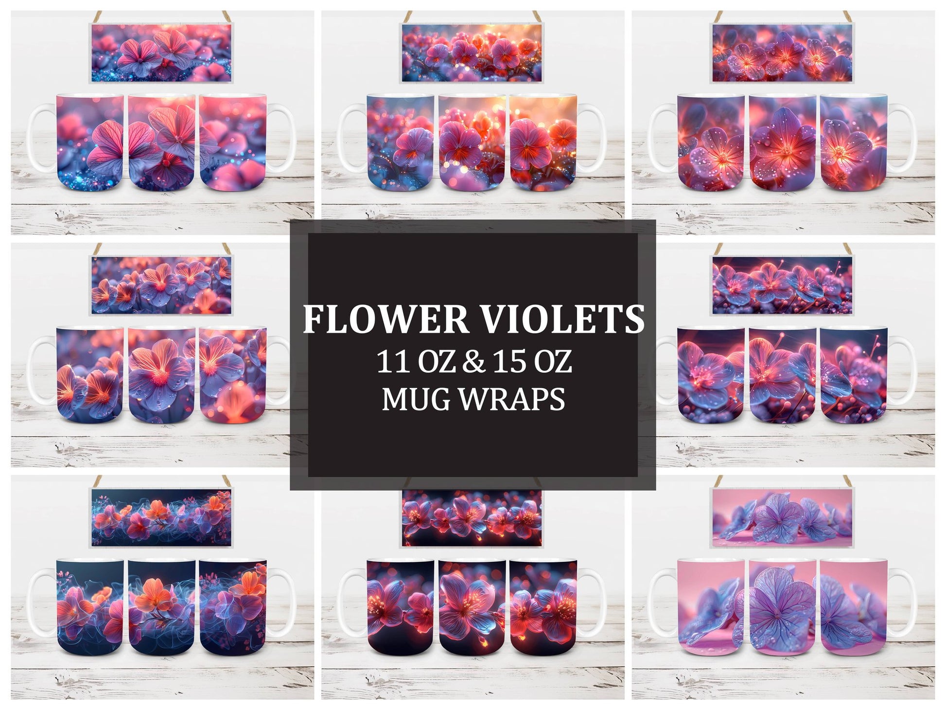 Flower Violets 1 Mug Wrap - CraftNest