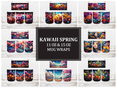 Kawaii Spring 3 Mug Wrap - CraftNest