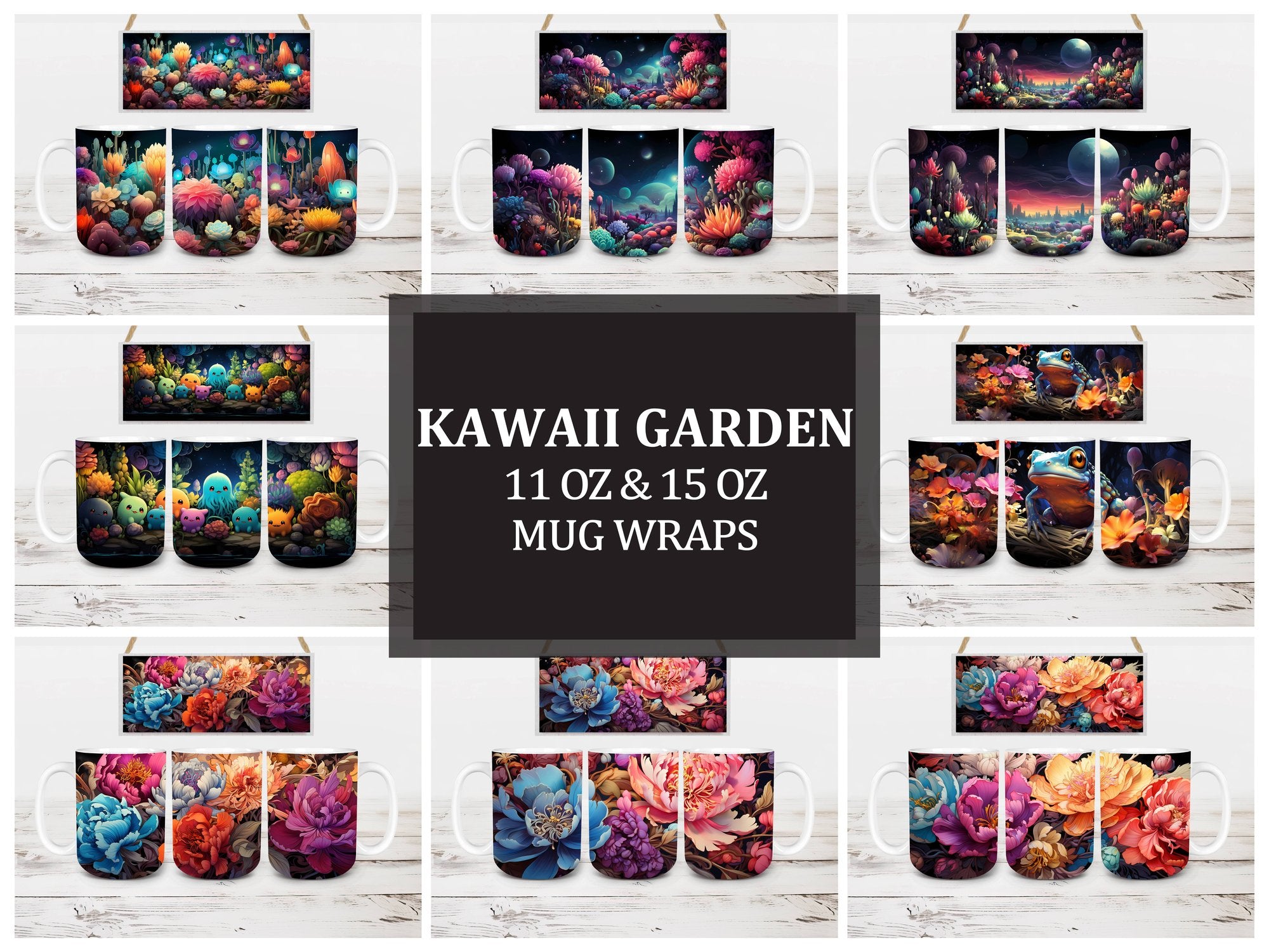 Kawaii Garden 6 Mug Wrap - CraftNest