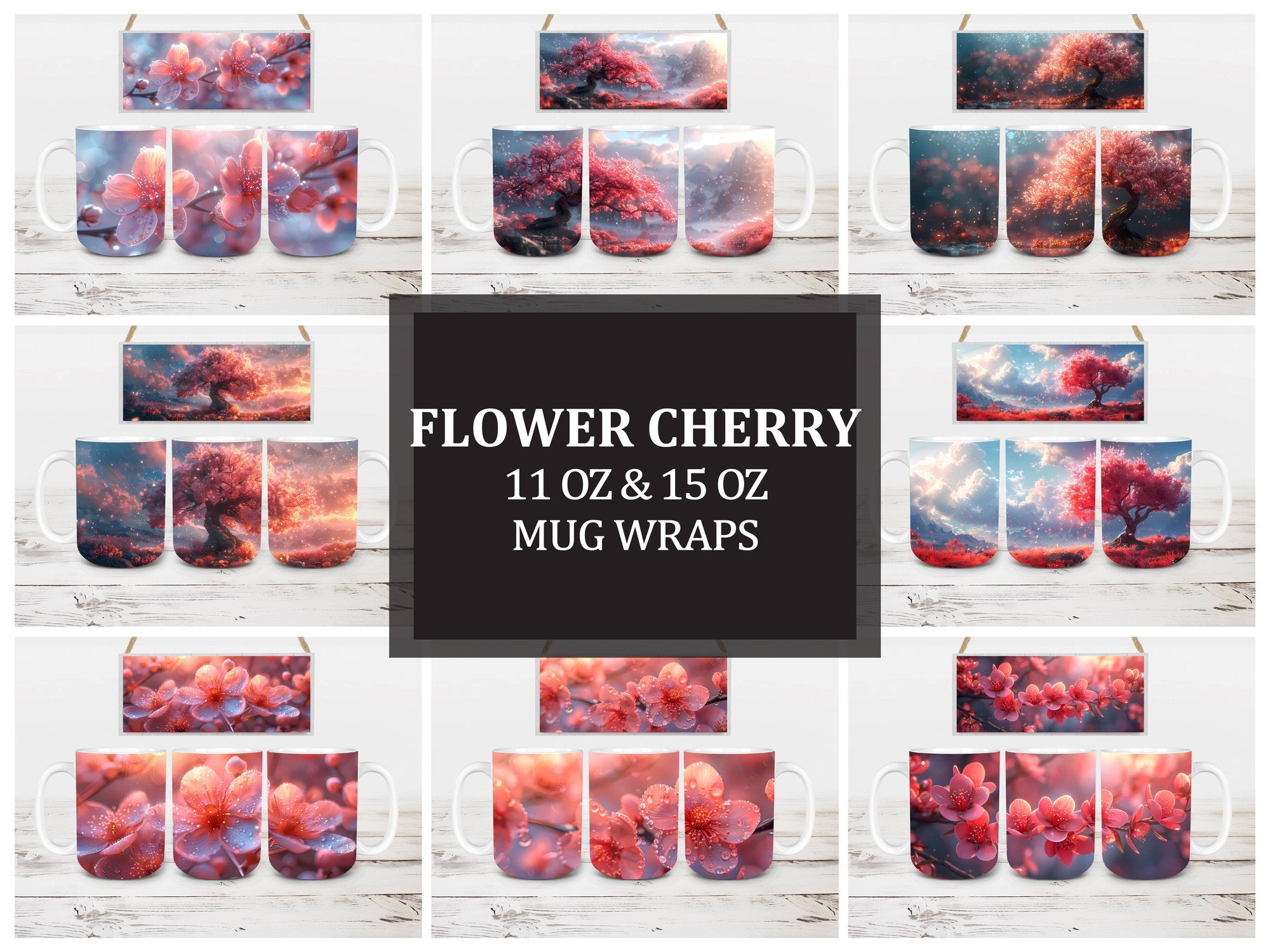 Flower Cherry 8 Mug Wrap - CraftNest