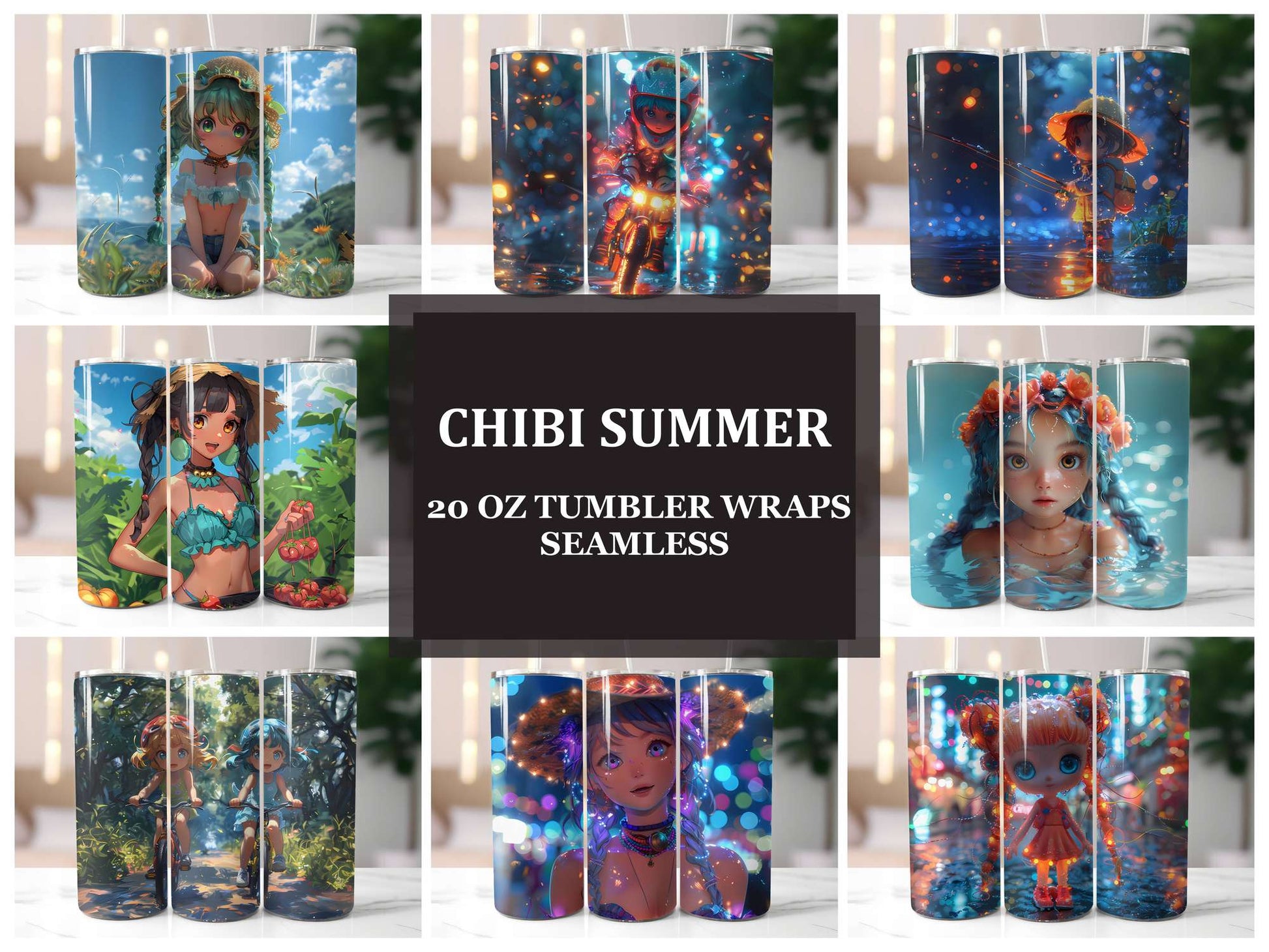 Chibi Summer 5 Tumbler Wrap - CraftNest - Digital Crafting and Art