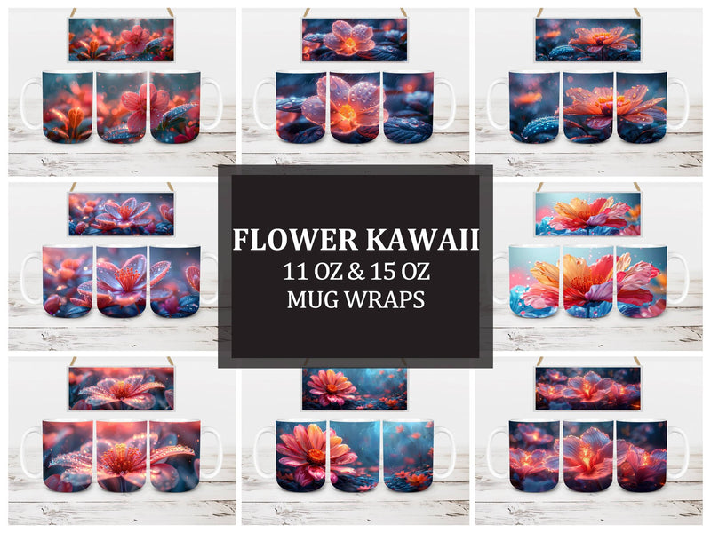 Flower Kawaii 7 Mug Wrap - CraftNest