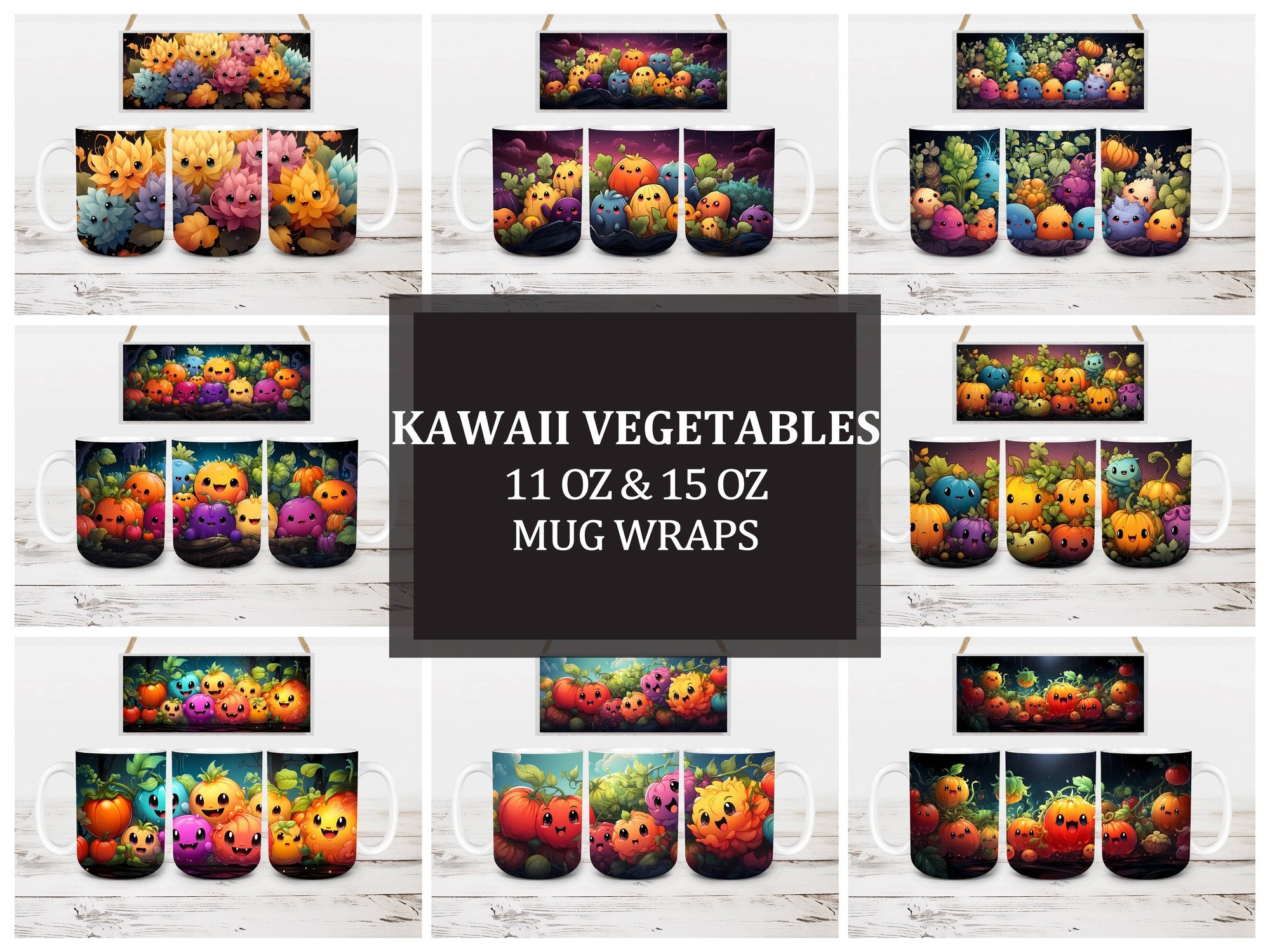 Kawaii Vegetables 1 Mug Wrap - CraftNest