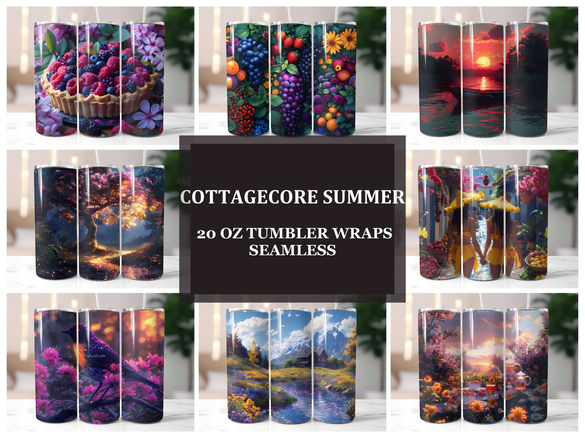 Cottagecore Summer 2 Tumbler Wrap - CraftNest - Digital Crafting and Art