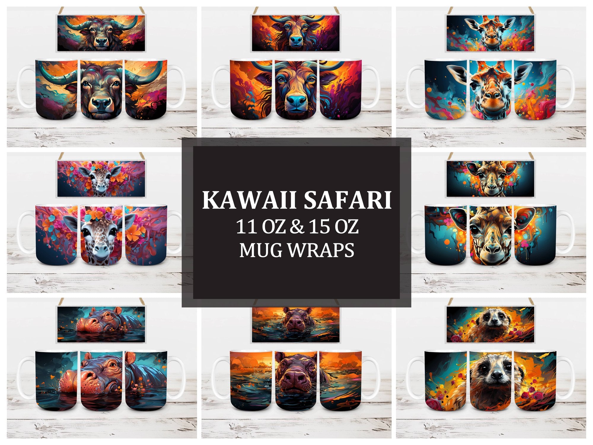 Kawaii Safari 1 Mug Wrap - CraftNest