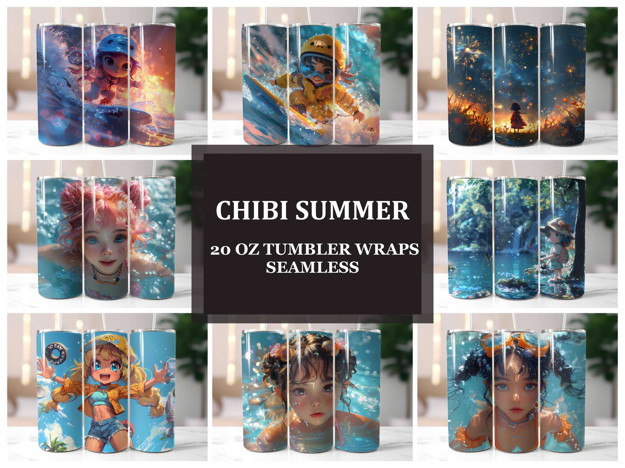 Chibi Summer 2 Tumbler Wrap - CraftNest - Digital Crafting and Art